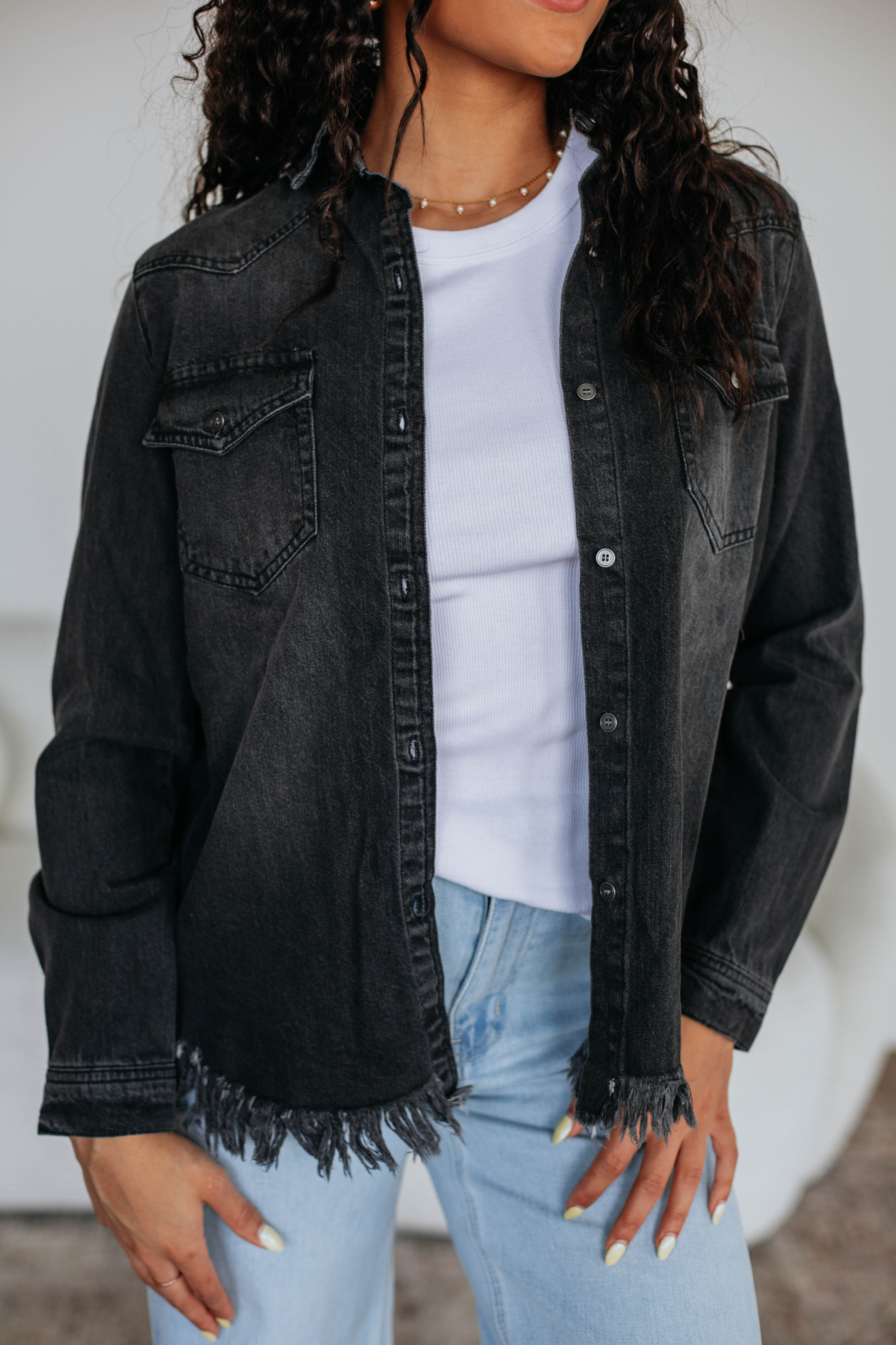 Corey Risen Denim Shacket Jacket for Men - Stylish Overshirt with Button Front & Chest Pockets - Perfect for Casual Outfits, Layering in Fall & Spring