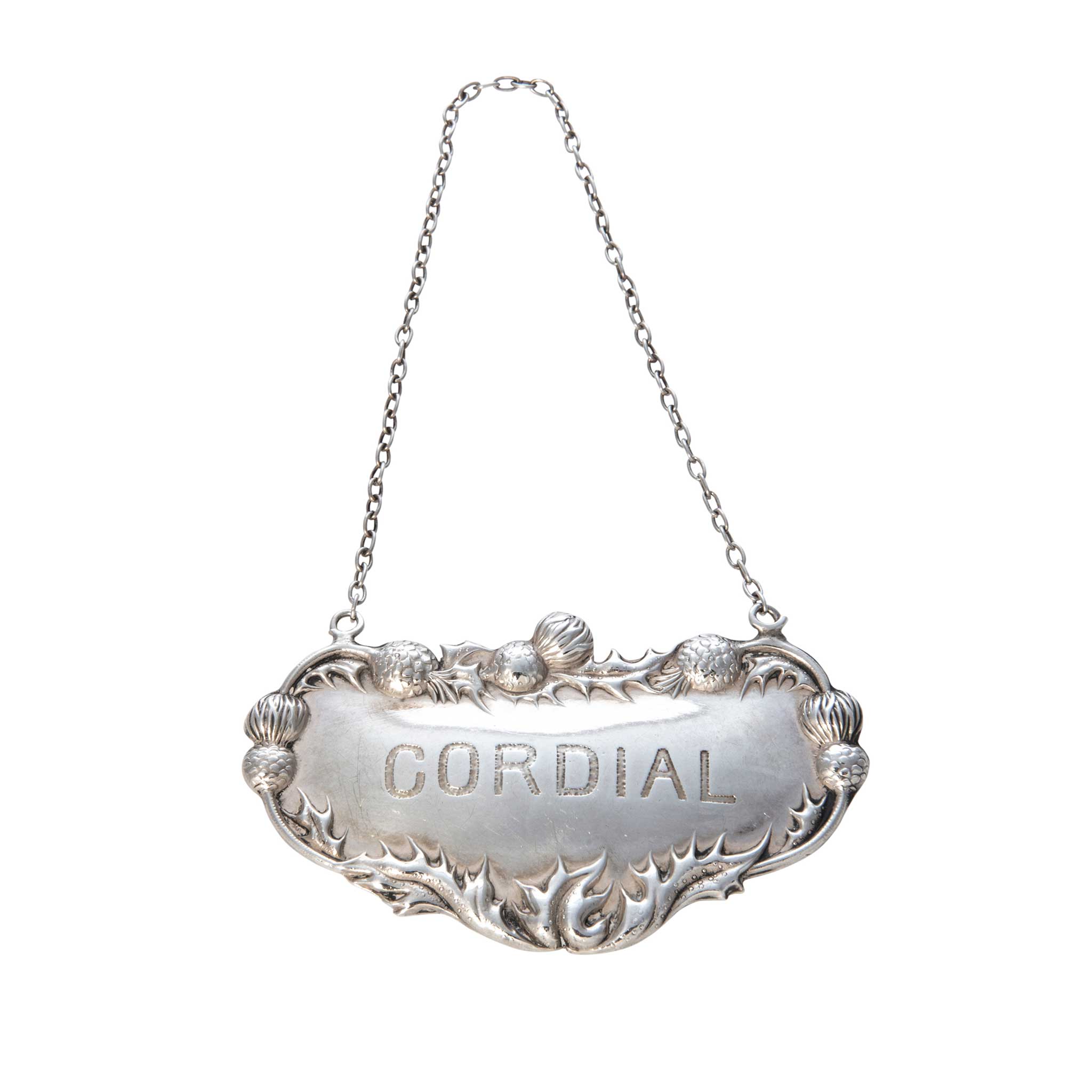 Vintage Sterling Silver Cordial Decanter Label - Elegant Liquor Bottle Tag for Home Bar, Wedding, Gift & Party Decor