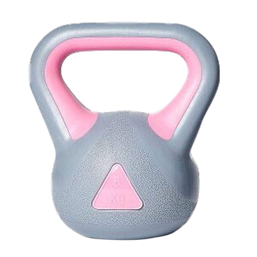 DPPAN Vinyl Coated Cast Iron Kettlebell - 8kg/17.63lb with Wide Flat Base & Comfort Grip for Strength Training, Full Body Workouts - Ideal for Home Gym, CrossFit & Functional Fitness (Pink)