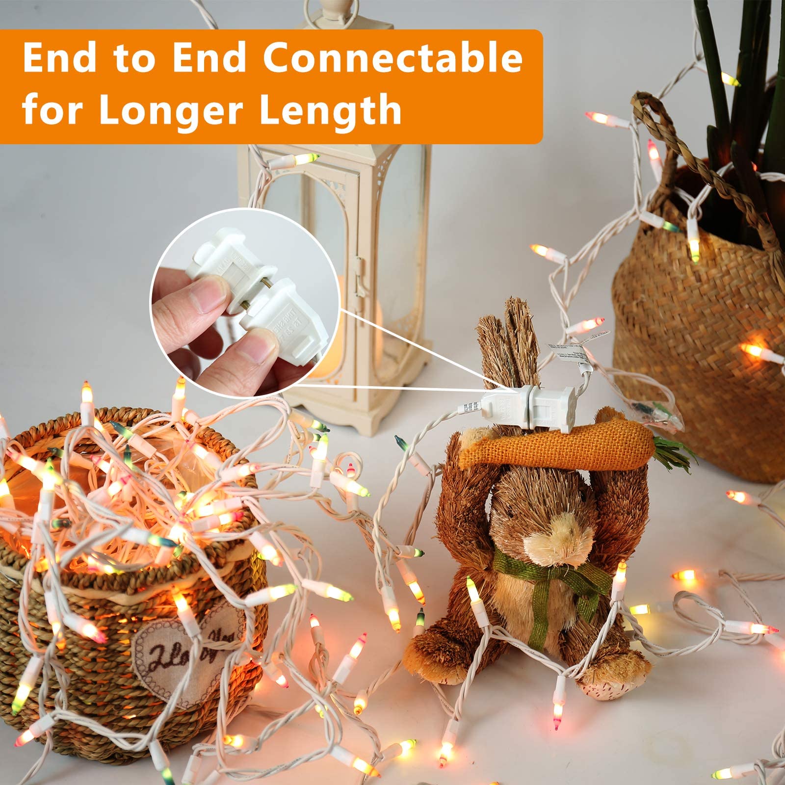 Brizled Easter Lights - 150 Count 34.8ft Pastel String Lights with White Wire | UL Certified Connectable 120V Incandescent Outdoor/Indoor Lights | Perfect for Easter Tree Decor, Christmas Decorations, Bedroom Lighting & Party Decorations