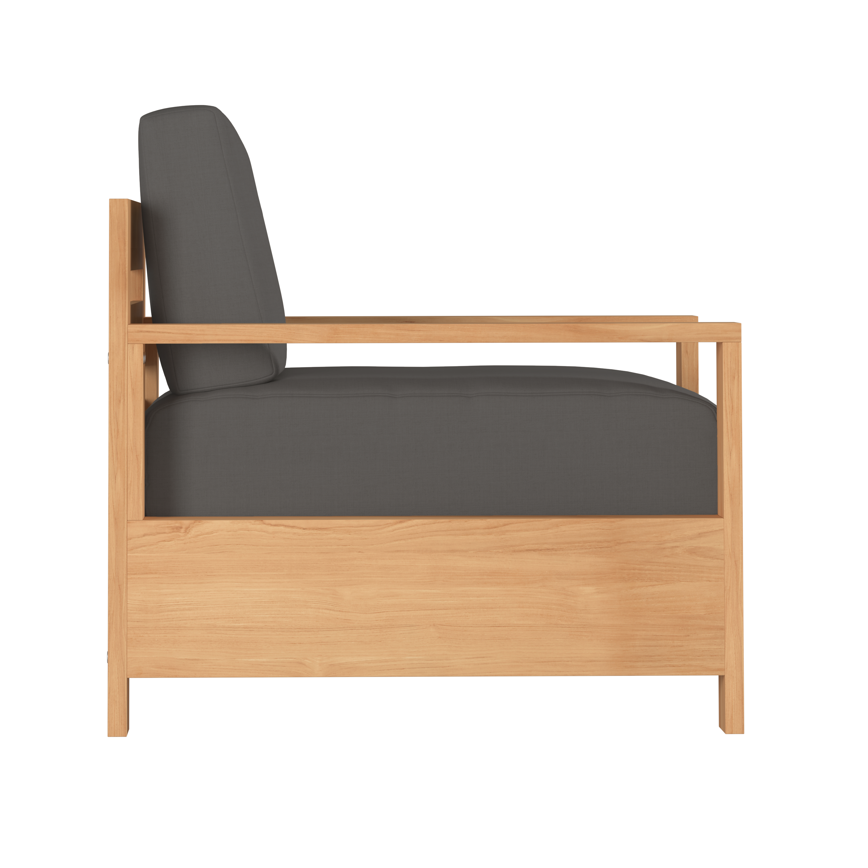 Premium Teak Outdoor Club Chair with Sunbrella Charcoal Cushion - Weather-Resistant Patio Furniture for Poolside, Garden & Backyard Relaxation