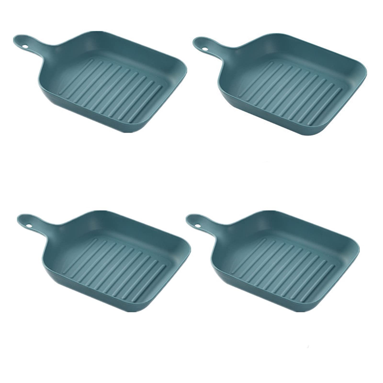 4-Piece Square Dinner Plates with Handles - Hanging Kitchen Plates for Countertop or Table Decor - Perfect for Serving Nuts, Fruits, Salads & Snacks (Blue) - Ideal for Home, Party & Restaurant Use