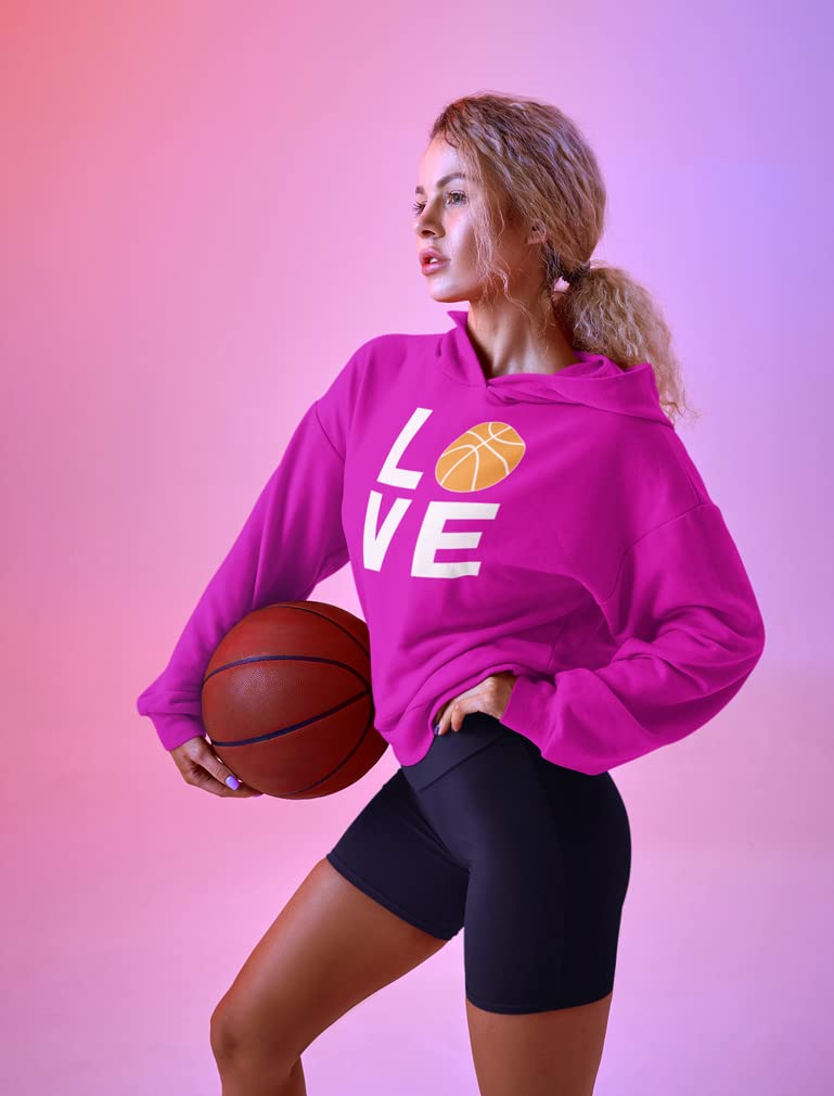 Tstars Love Basketball Hoodie for Women & Teen Girls - Coaches, Fans & Players Gift - Soft & Comfortable Sweatshirt - Perfect for Game Days, Training & Casual Wear
