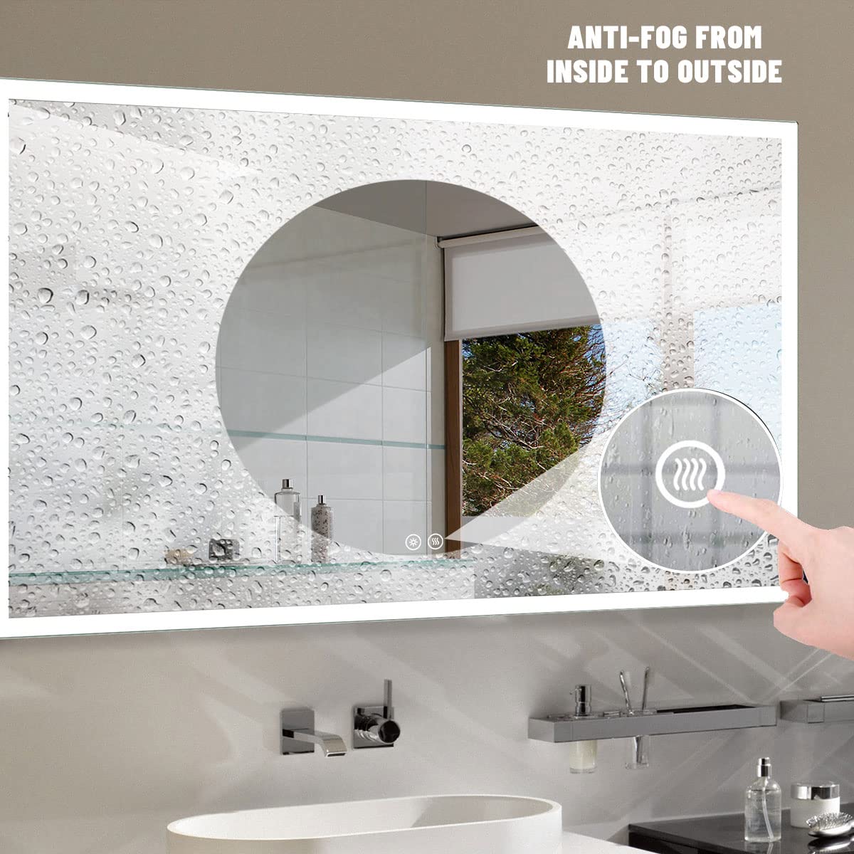 40x28 Inch LED Bathroom Mirror with Lights - Anti-Fog, Dimmable, Touch Control, Wall Mounted Vanity Mirror for Modern Bathrooms | Perfect for Makeup, Shaving & Home Decor