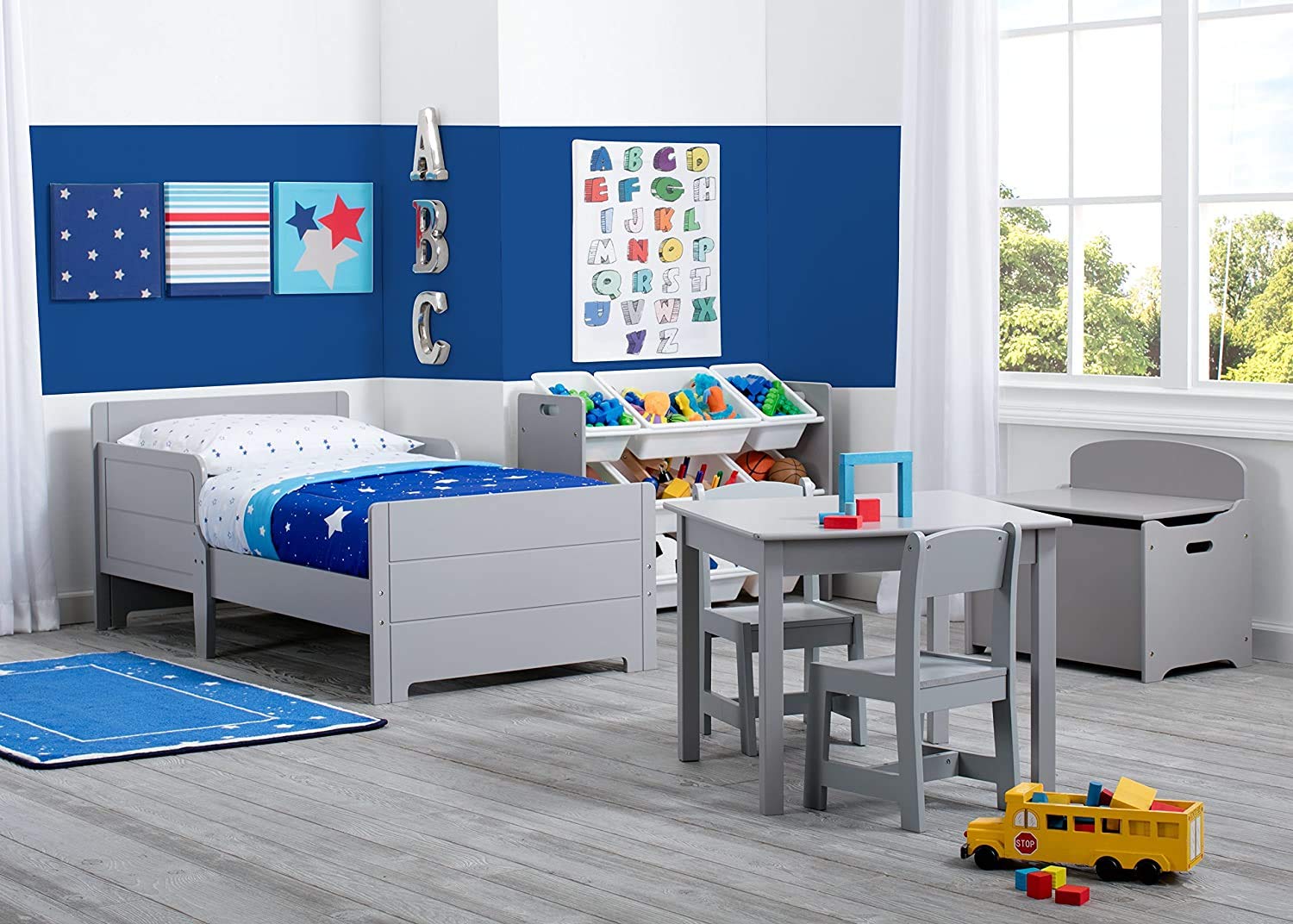 Delta Children MySize Toddler Bed with Dual-Sided Recycled Fiber Core Mattress & Waterproof Cover – Grey, Supports Up to 50 lbs – Perfect for Toddler Rooms, Daycares & Sleepovers