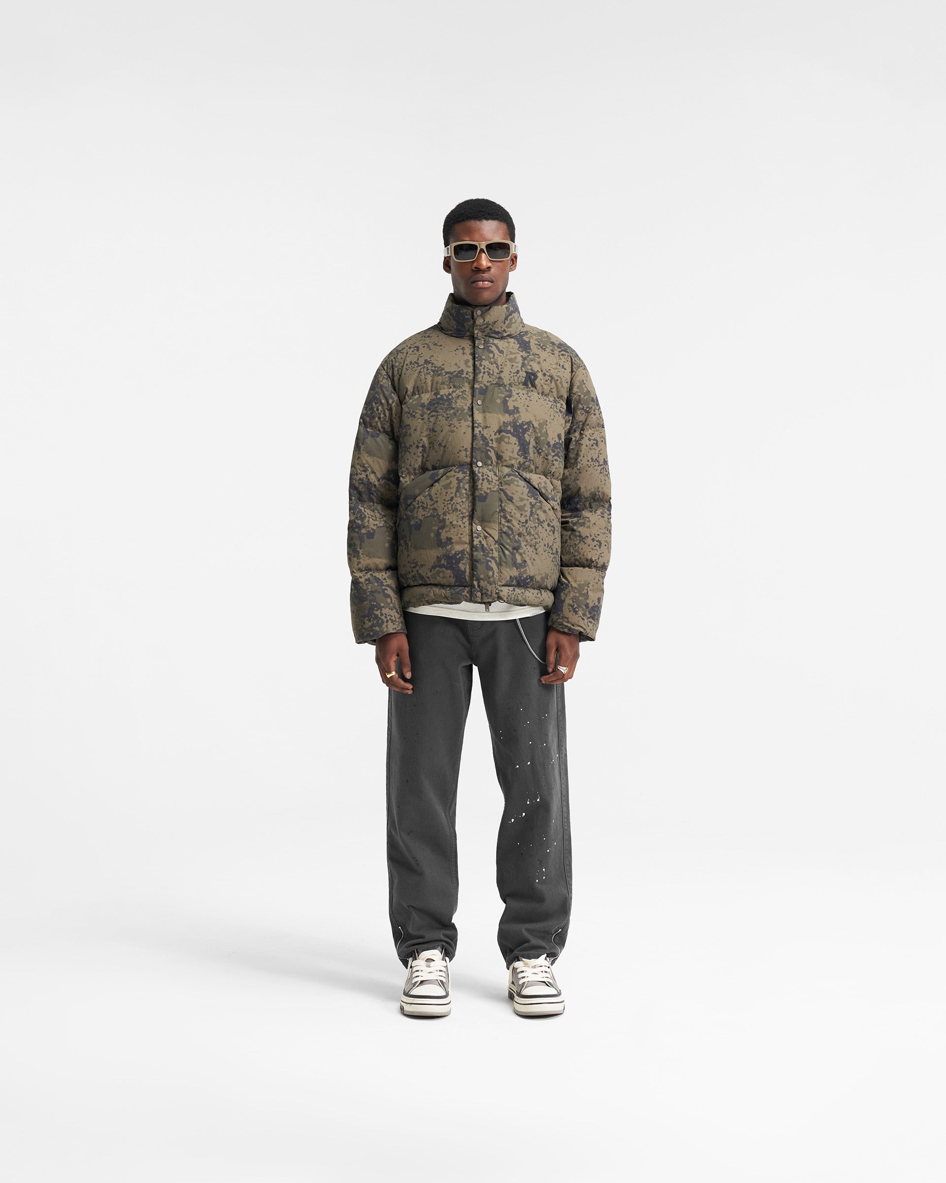 Men's Warm Camo Puffer Jacket - Lightweight Winter Coat for Outdoor Activities, Hunting & Hiking - Waterproof Windbreaker with Hood