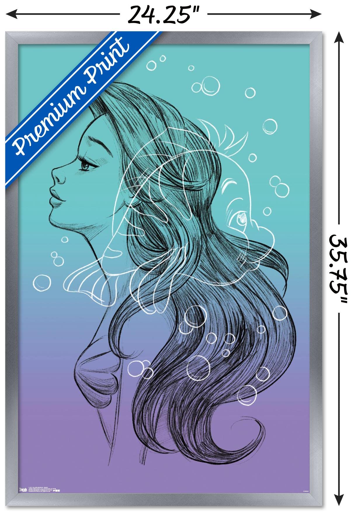 Disney The Little Mermaid Sketch Wall Poster - 22.375