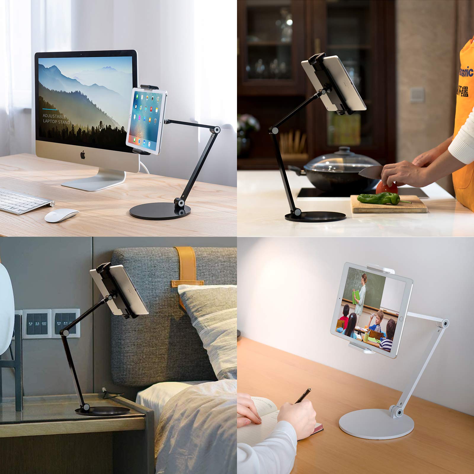 Adjustable Tablet Stand for 4.7''-13'' Screens - Multi-Angle & Height Adjustable Holder for iPad Pro 11/12.9, iPad Air/Mini, Microsoft Surface Pro - Perfect for Desk Work, Watching Movies & Video Calls
