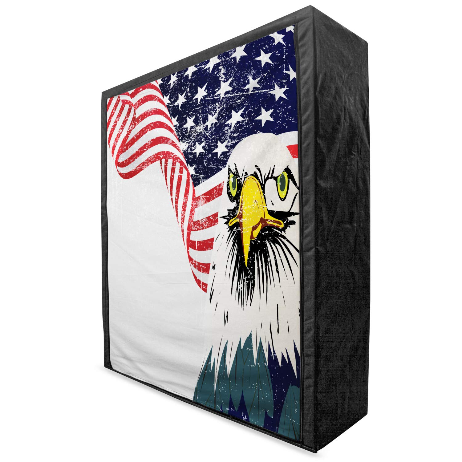 Ambesonne American Flag Portable Fabric Wardrobe - USA Eagle Grunge Design for 4th of July & Independence Day - 59