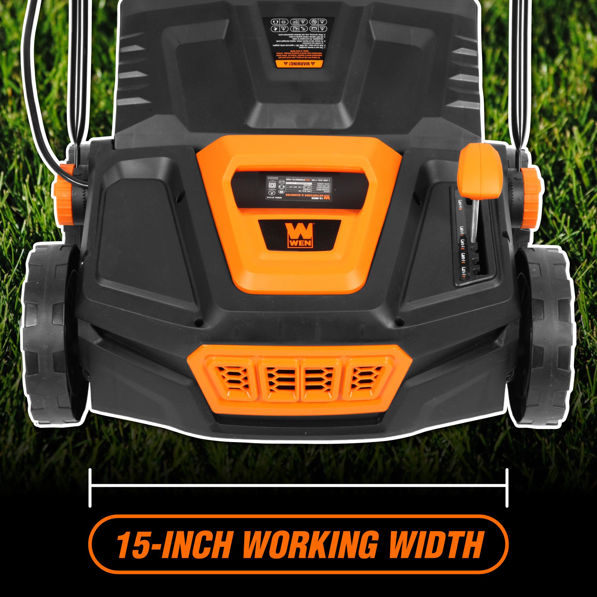 WEN DT1315 15-Inch 13 Amp 2-in-1 Electric Dethatcher & Scarifier with Collection Bag | Lawn Care & Yard Maintenance for Thatch Removal & Soil Aeration