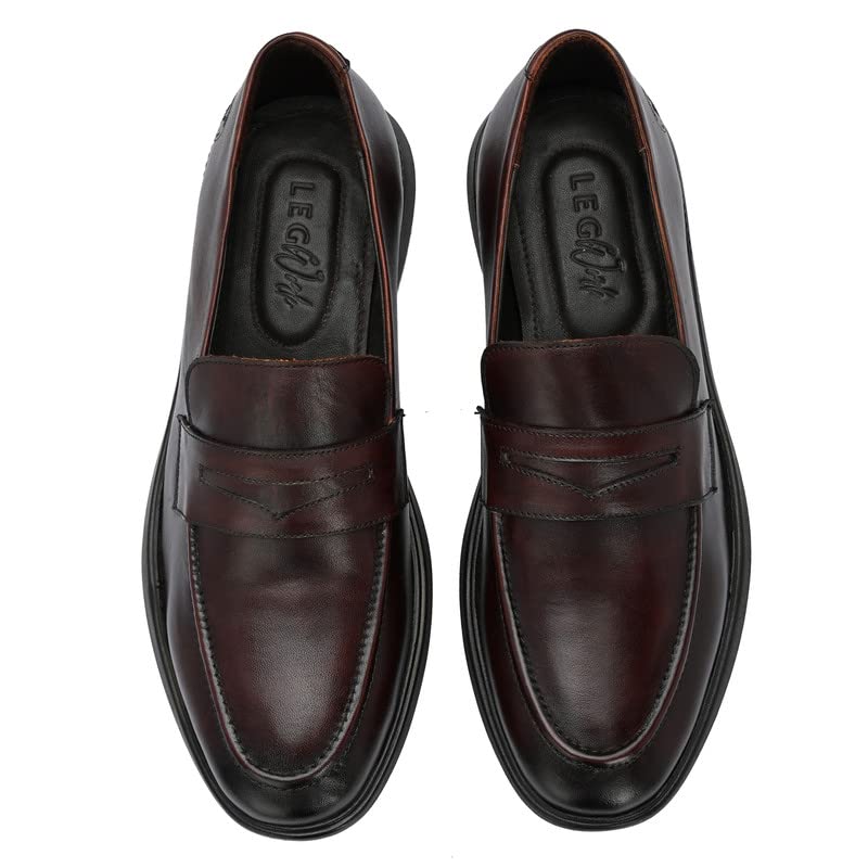 Legwork Men's Genuine Leather Loafers - Comfortable Slip-On Dress Shoes for Men & Boys | Perfect for Business, Casual & Formal Occasions