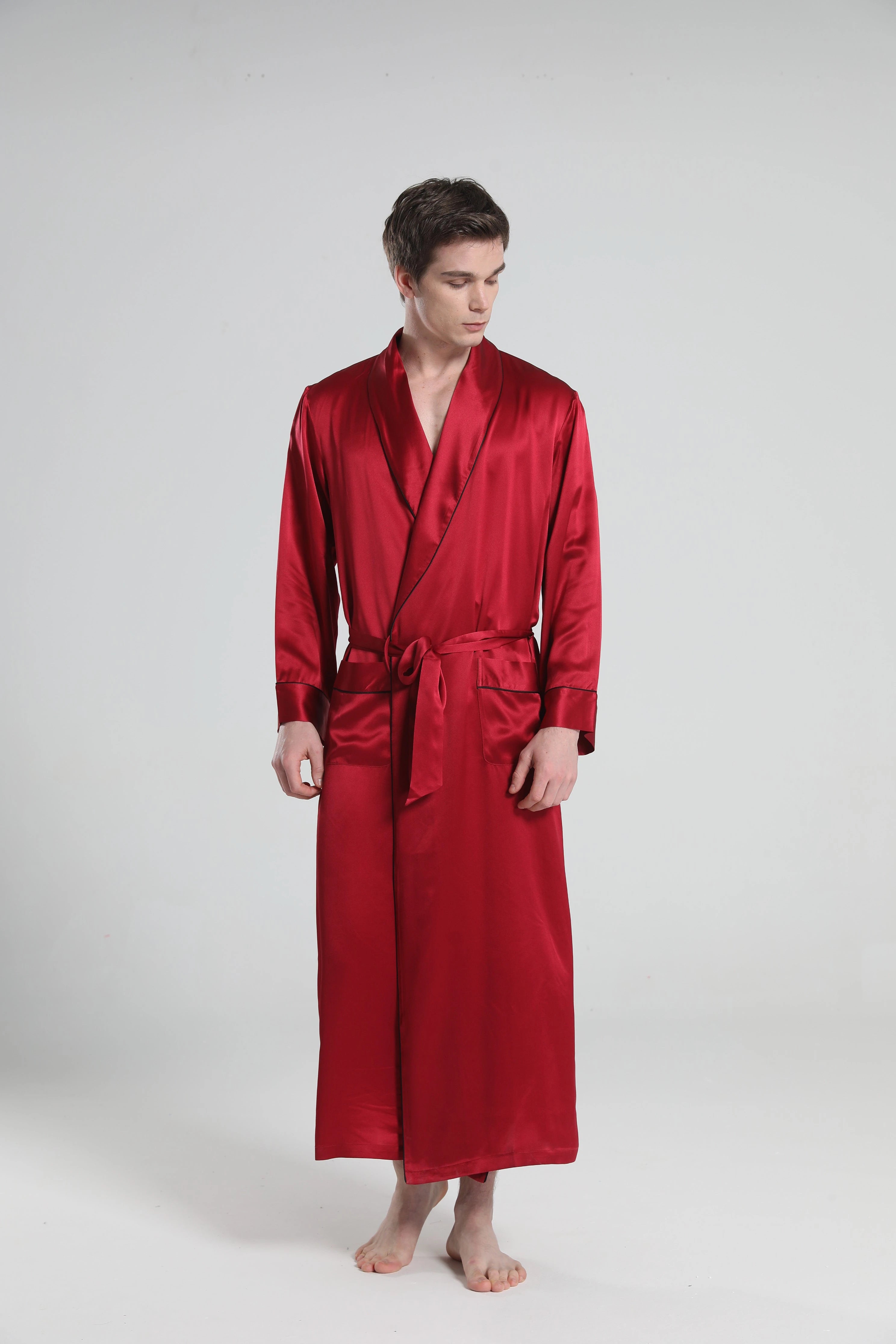 22 Momme Premium Silk Robe Pajamas for Men - Luxury Sleepwear & Lounge Wear for Home Comfort & Relaxation
