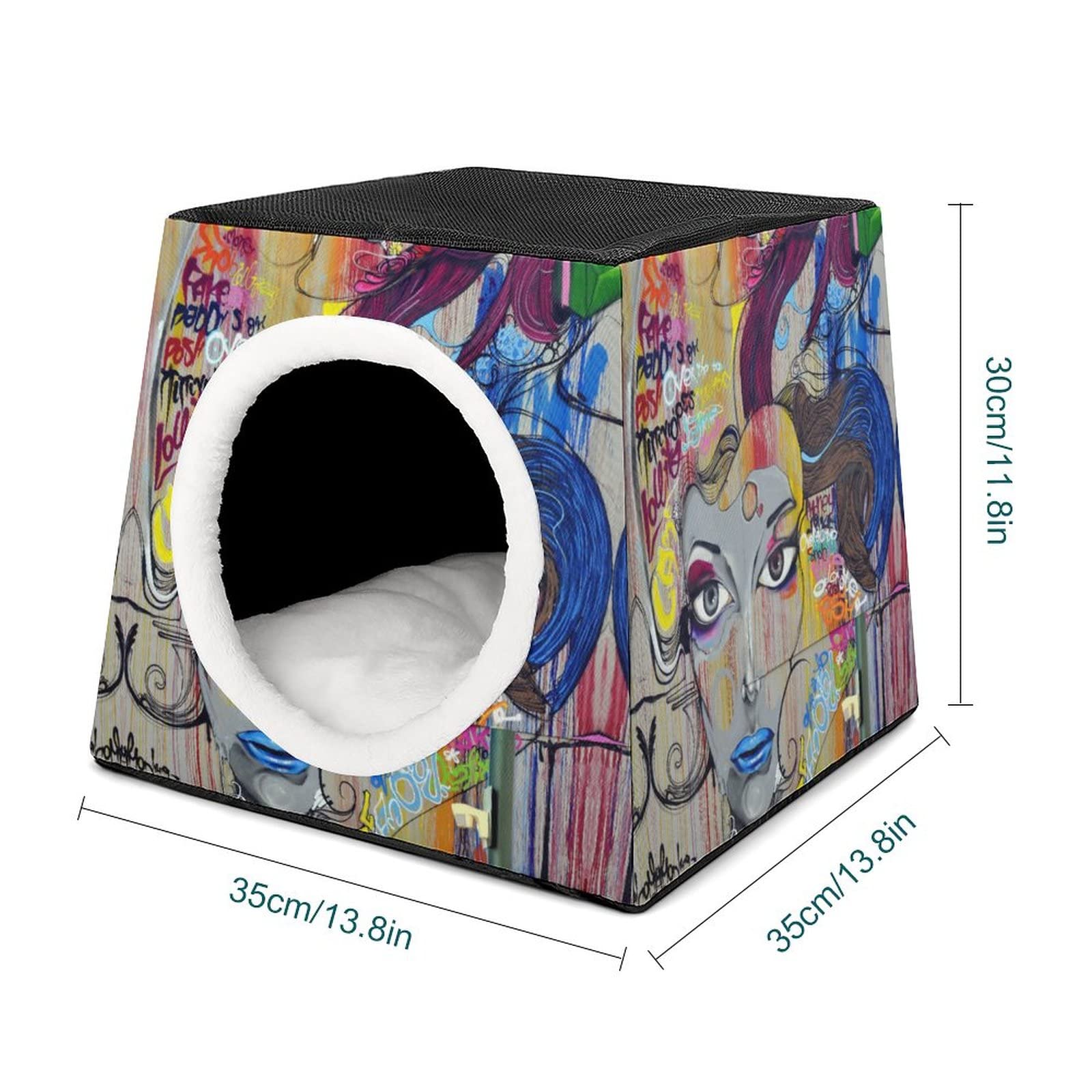 Custom Printed Cat Cube Condo - Personalized Indoor Cat House & Pet Bed Sofa Cave - Cozy Habitat for Cats with Fun Character Designs - Perfect for Home, Apartment & Office Use