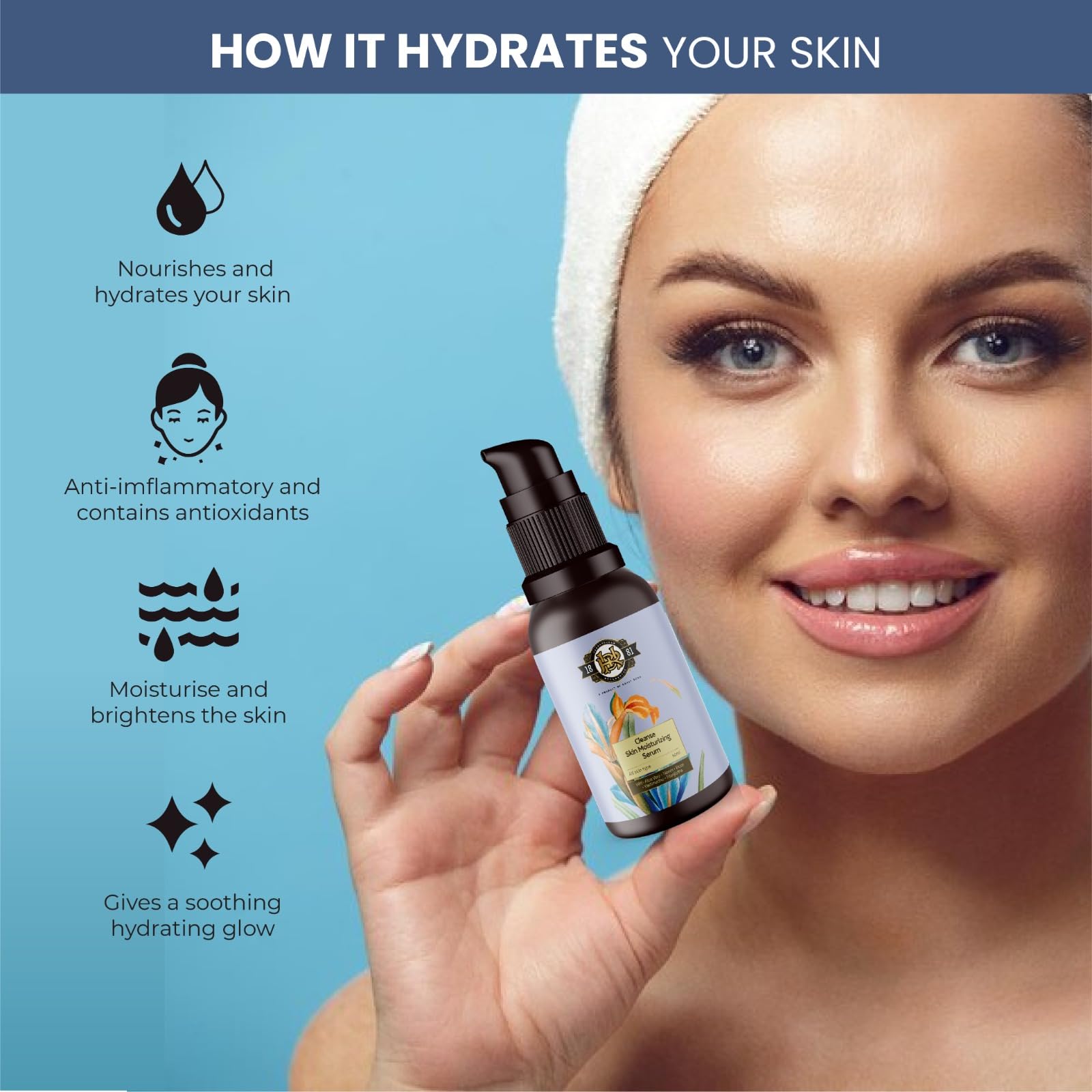 Best Ayurvedic Skin Moisturizing Serum 30ml with Lactic Acid (AHA), Vitamin C & Glycerin - Brightens Skin, Reduces Dark Spots & Exfoliates for All Skin Types - Perfect for Daily Skincare Routine & Nighttime Use