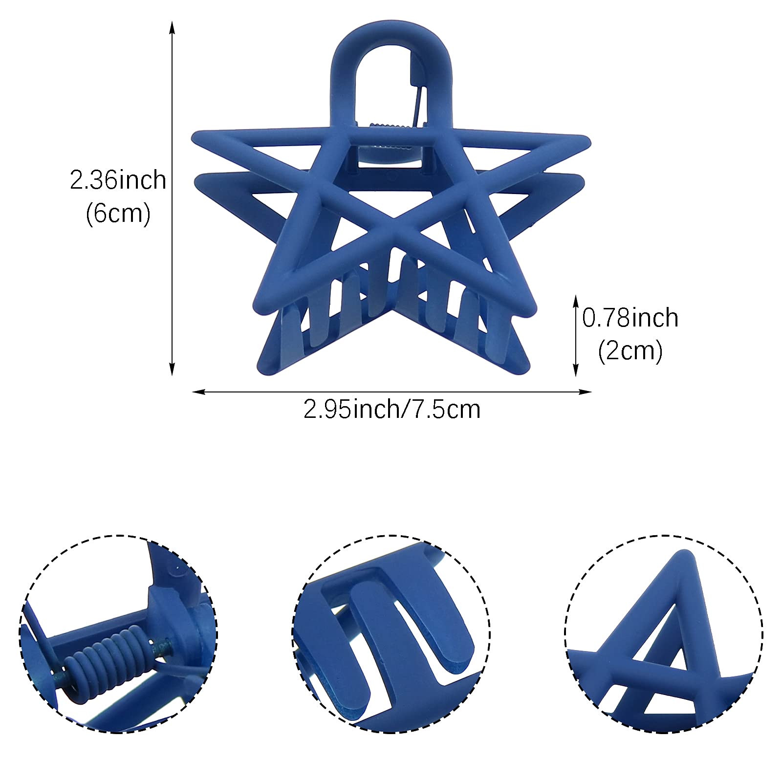 6 Pack Large Hollow Star Hair Claw Clips for Thick Hair - 2.9 Inch Non-Slip Barrettes for Women & Girls - Perfect for Ponytails, Buns & Everyday Hairstyles