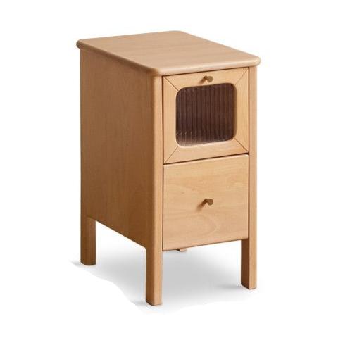 Solid Beech Wood Ultra Narrow Nightstand - Compact Bedside Table for Small Spaces, Perfect for Apartments, Dorms & Cozy Bedrooms