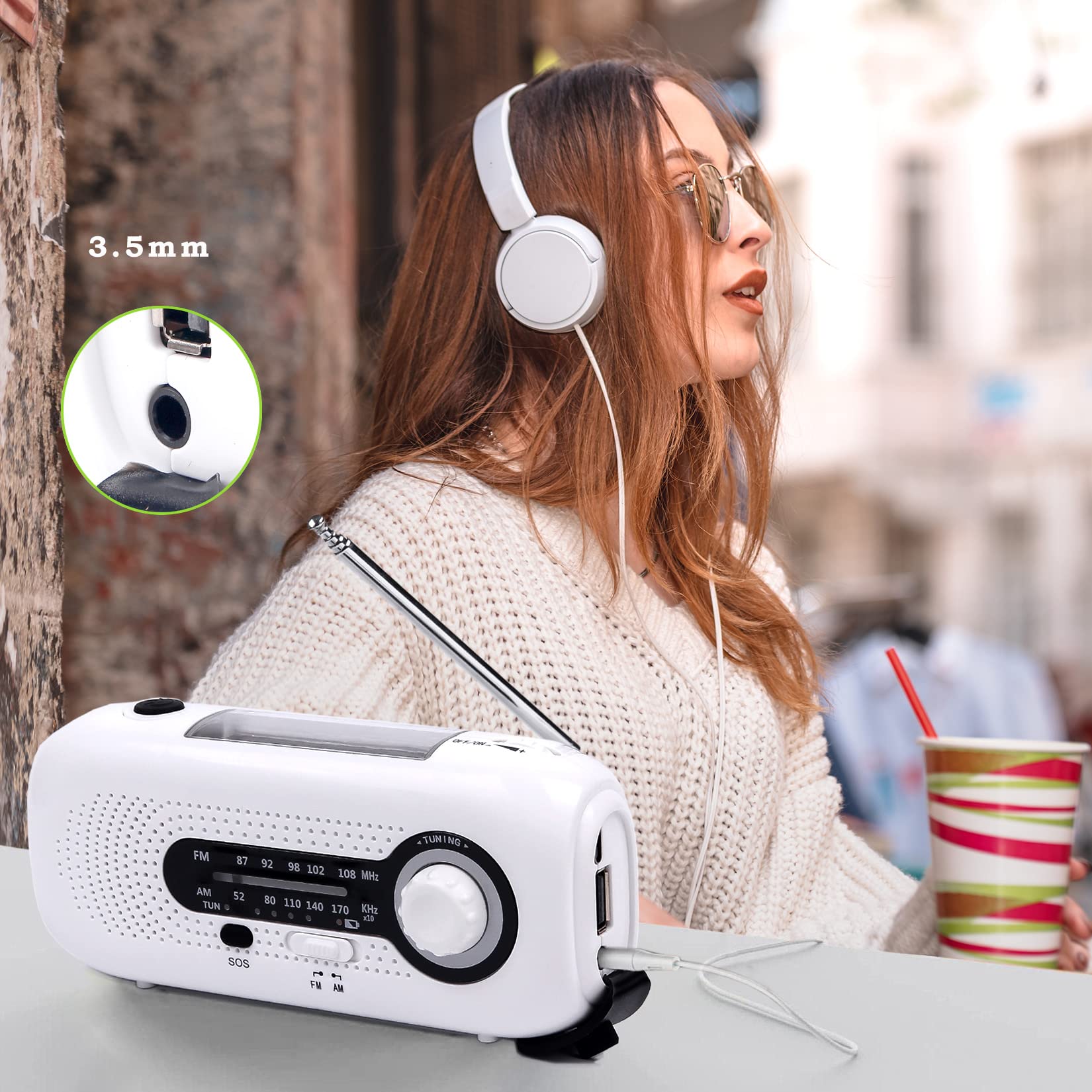 Solar & Hand Crank Emergency Radio - AM/FM Weather Radio with 2000mAh Power Bank, LED Flashlight, SOS Alarm & Phone Charger | Portable Survival Gear for Camping, Hiking & Power Outages