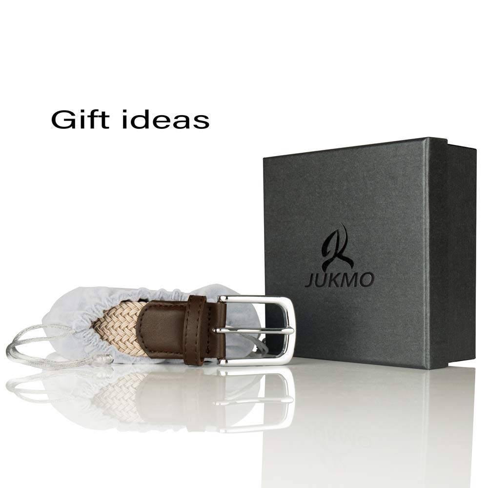 JUKMO Elastic Braided Belt for Women & Men - Adjustable Stretch Woven Belt with Gift Box - Perfect for Casual Wear, Office, Jeans & Dresses