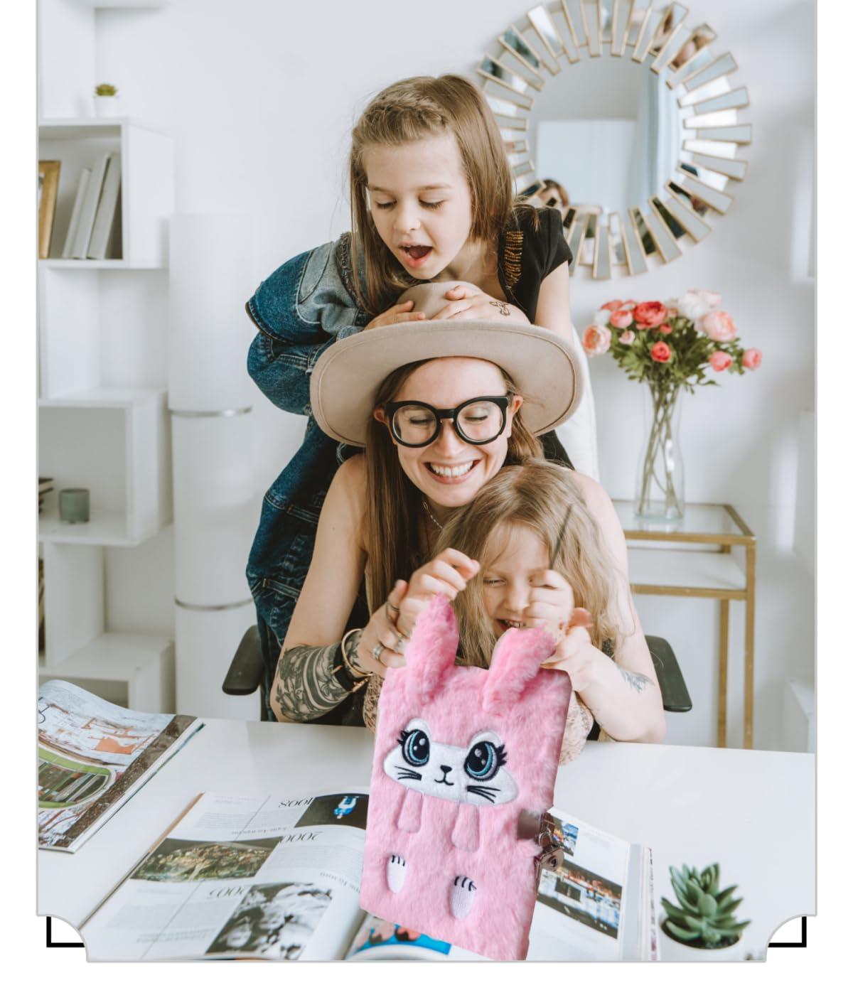 Lockable Bunny Diary for Girls - Cute Fluffy Rabbit Notebook with 2 Carrot Pens | Easter, Birthday & New Year Gift for Kids Age 8-12 | Perfect for Journaling, School & Secret Keeping