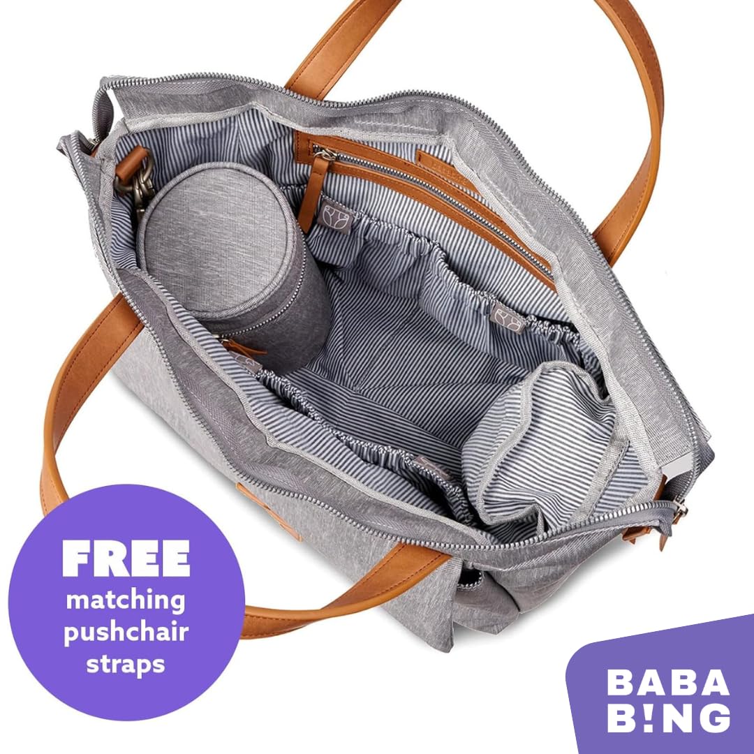 Erin Tote Backpack Changing Bag - Multifunctional Diaper Bag with Changing Pad, 2 Removable Pouches, Insulated Bottle Pocket & Stroller Straps - Perfect for Moms & Baby Essentials - Grey BB75 | Ideal for Travel, Daycare & On-the-Go Parenting