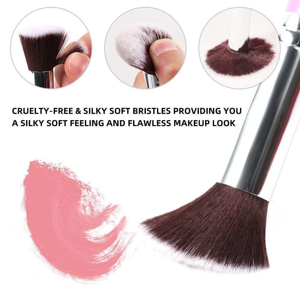 ClubBeauty 10-Piece Professional Makeup Brush Set - Foundation Brush, Powder Brush, Eyeshadow Brushes (Pink) | Perfect for Makeup Artists & Beginners | Home & Travel Use