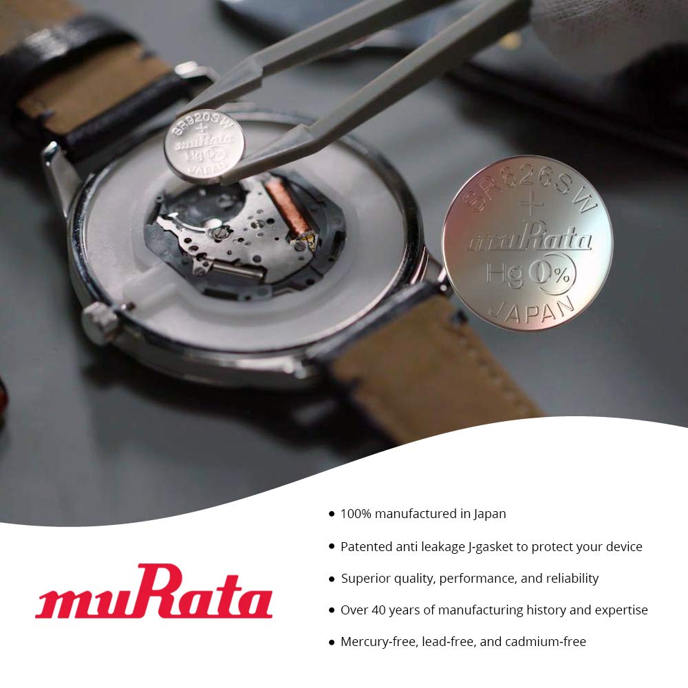Murata SR726W 1.55V Silver Oxide Watch Battery (10-Pack) - Long-Lasting Power for Watches, Calculators & Small Electronics
