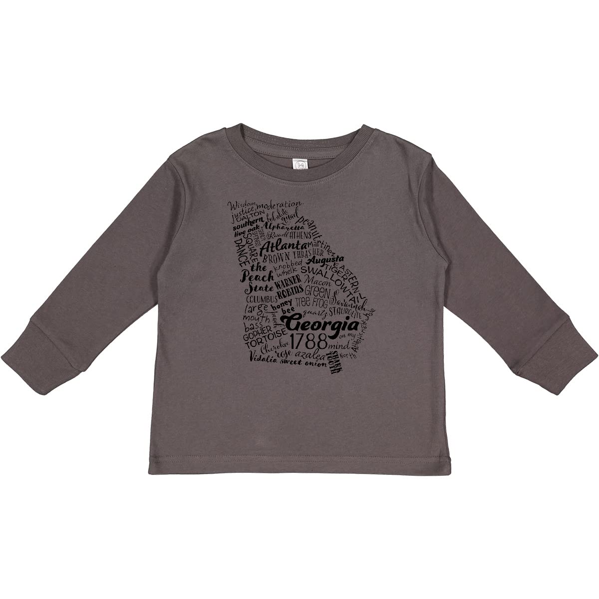 Inktastic Georgia State Word Salad Toddler Long Sleeve T-Shirt - Cute Graphic Tee for Boys & Girls - Soft Cotton Comfort Shirt for School, Playdates & Family Photos