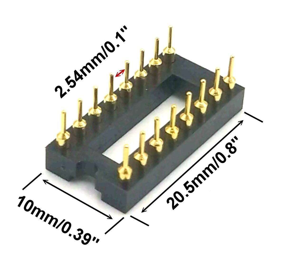 Gold-Plated 20pcs DIP-10/DIP-16 IC Socket Adapter - 2.54mm Pitch Round Hole Solderable Pins for Electronics Projects - Perfect for PCB Prototyping, Arduino Boards & DIY Circuit Repair