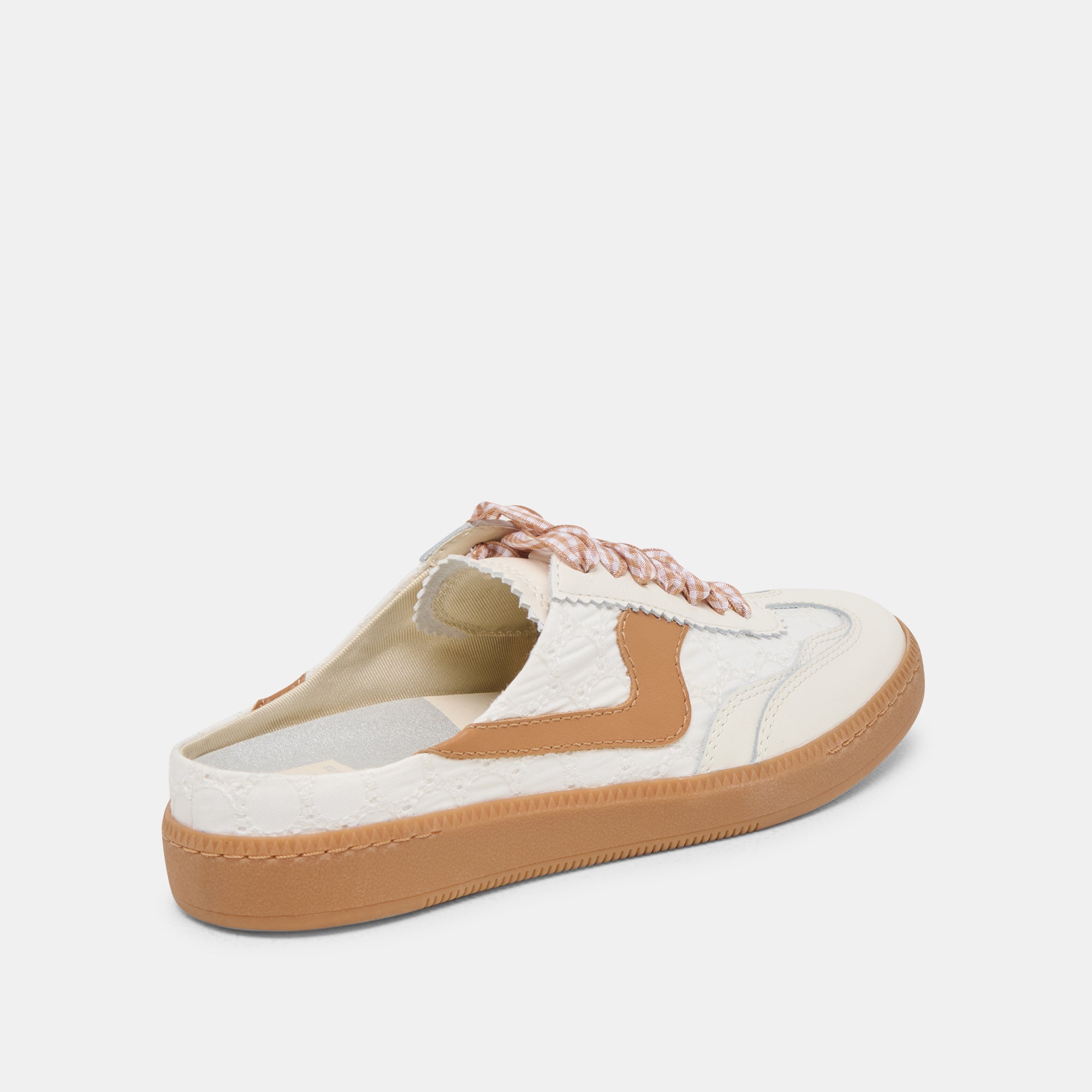 White & Pink Notice Slide Sneakers with Eyelet Design - Comfortable Casual Shoes for Women, Perfect for Walking, Running, and Everyday Wear