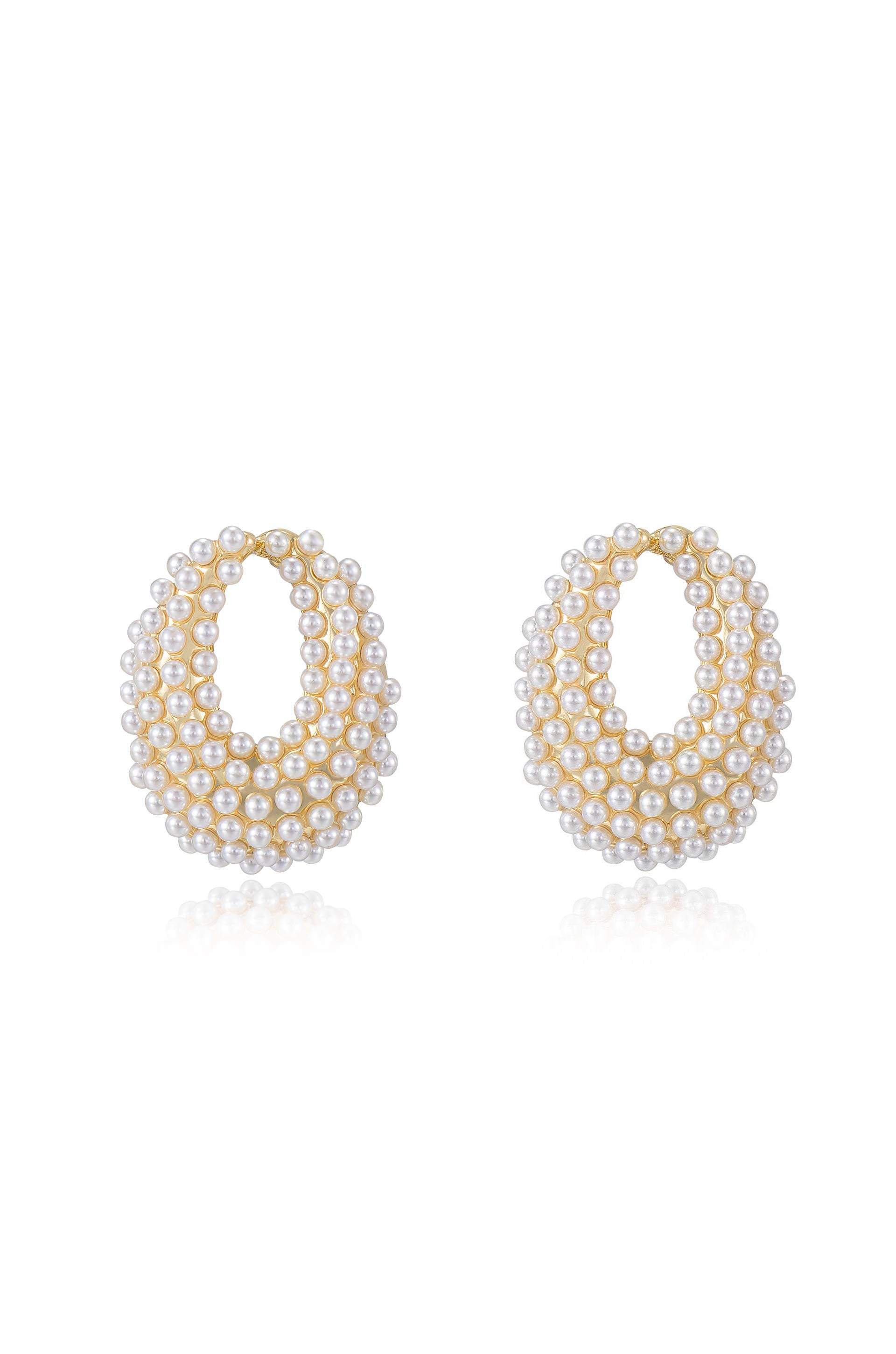 Classic Pearl Cluster Stud Earrings for Women - 14K Gold Plated Elegant Jewelry Gift for Wedding, Anniversary & Special Occasions
