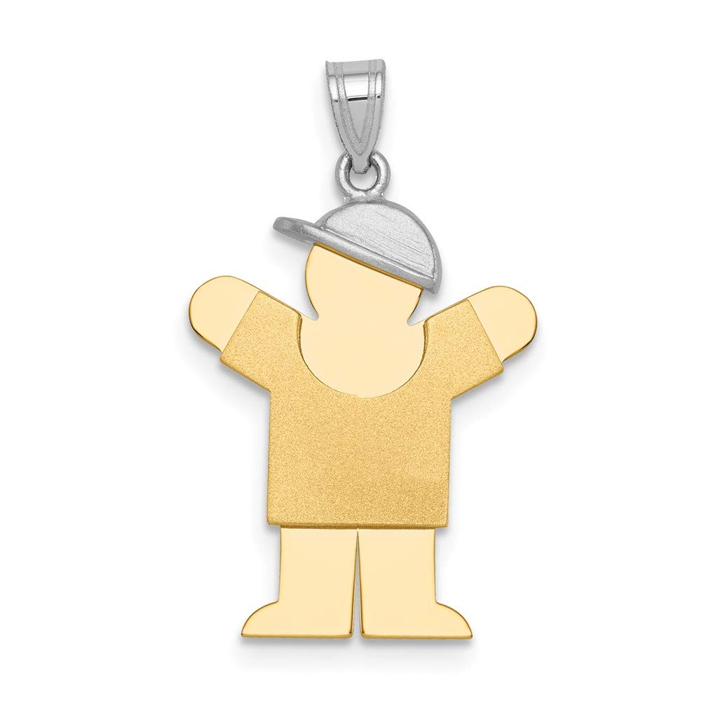 14K Two-Tone Engravable Boy with Hat Charm Pendant (25mm x 19mm) - Perfect for Necklaces, Bracelets & Personalized Jewelry Gifts