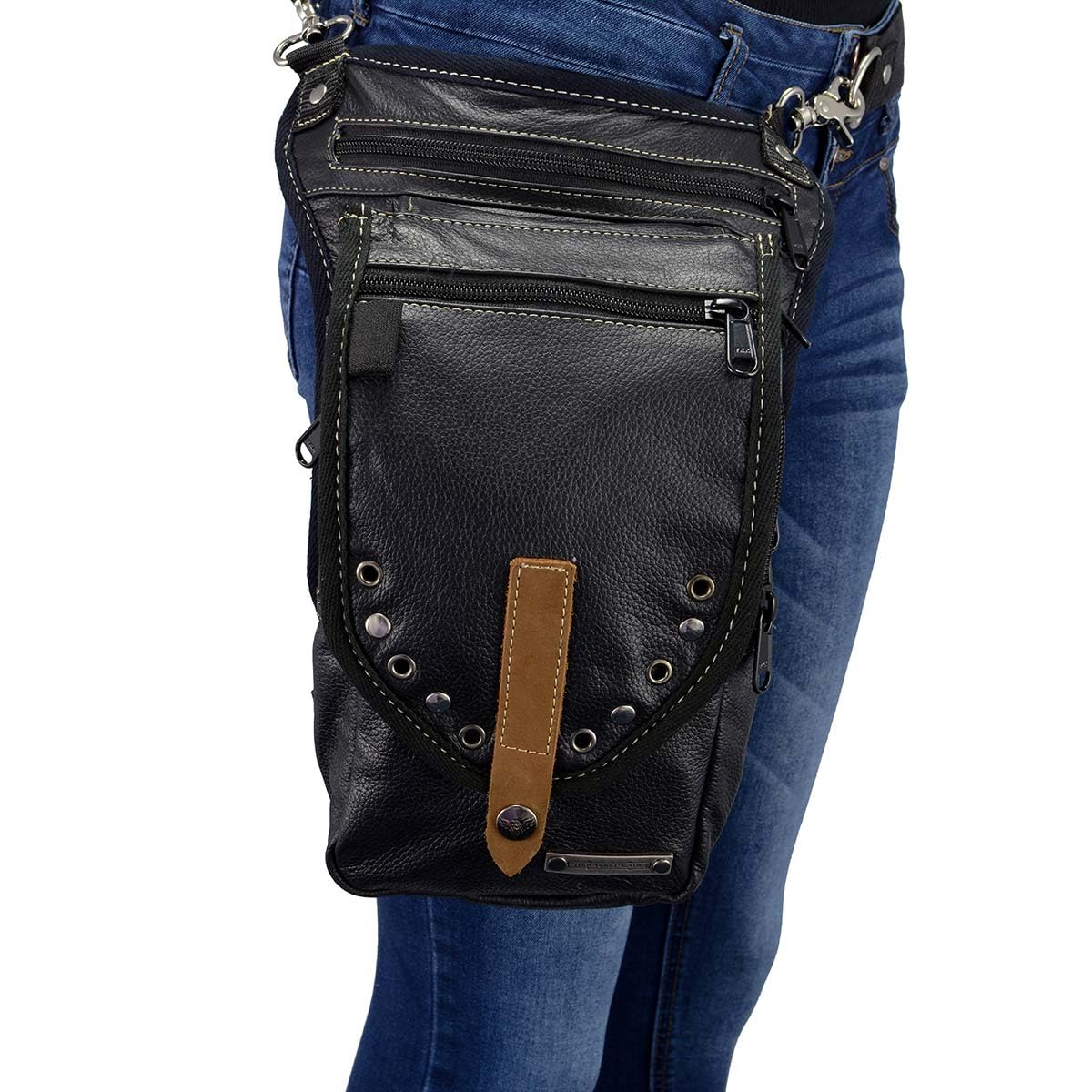 Milwaukee Leather MP8899 Conceal Carry Thigh Holster Bag - Black Leather Waist Belt for Pistol & Accessories - Perfect for Hiking, Travel & Outdoor Activities