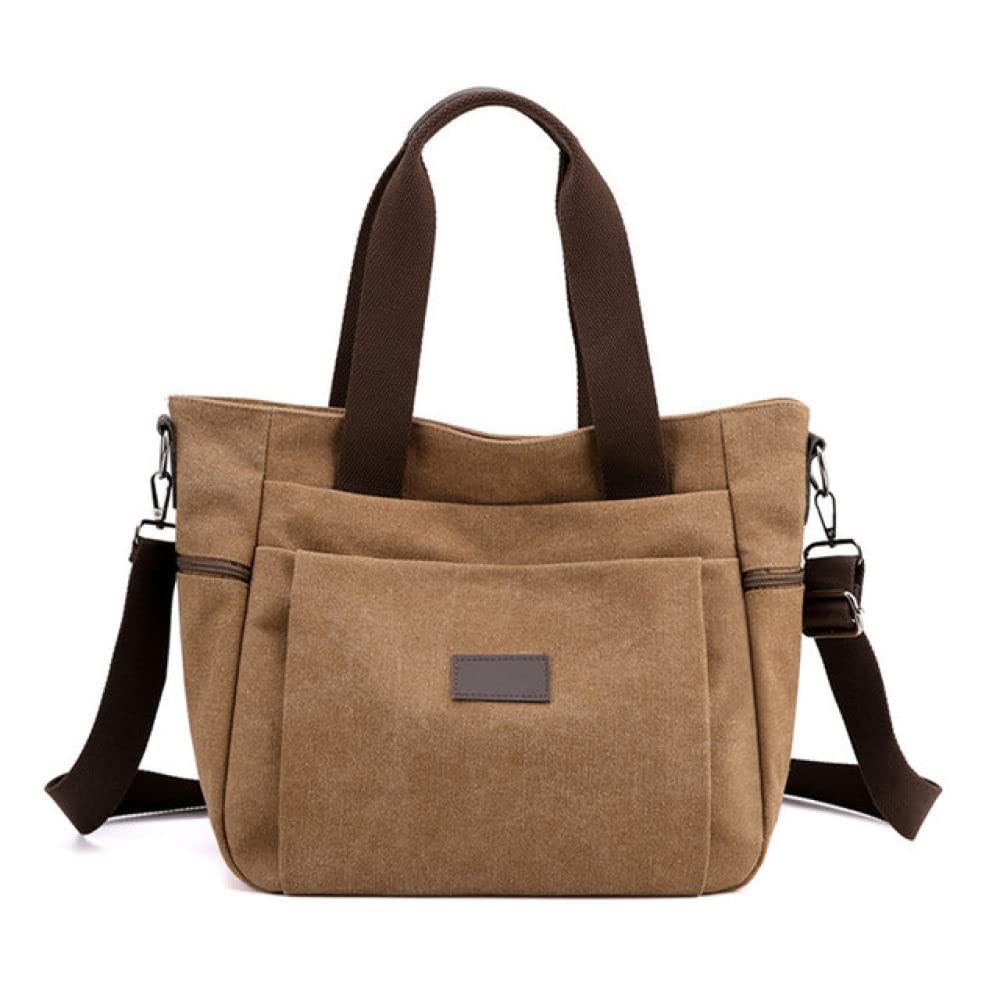 Stylish Canvas Women's Large Shoulder Bag - Crossbody & Top-Handle Messenger Purse for Everyday Use | Coffee Brown Casual Handbag | Perfect for Work, Travel & Shopping