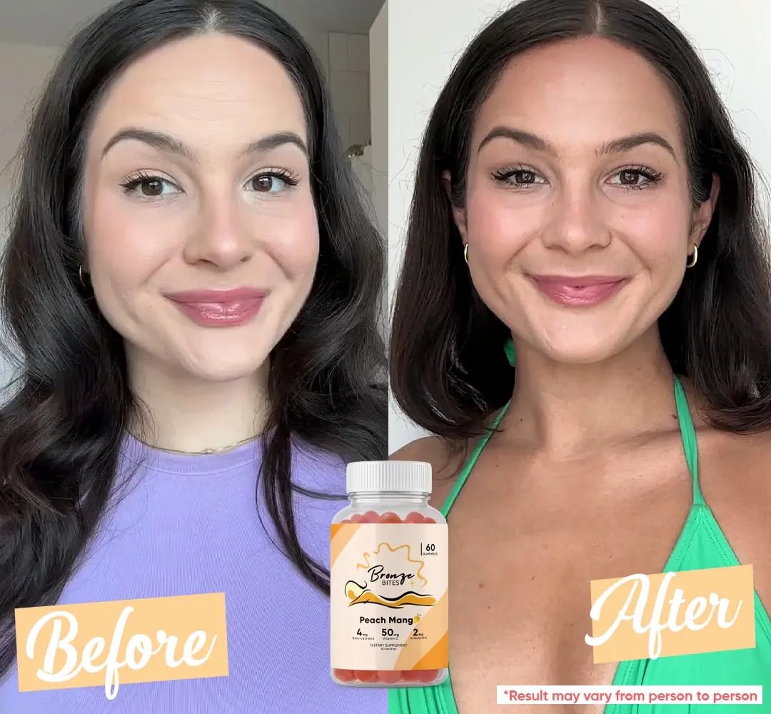 Natural Tanning Gummies with Beta-Carotene, Vitamin C & Astaxanthin - Vegan, Non-GMO, 60 Count | Daily Sunless Tanning Supplement for Healthy Glow | Perfect for Beach, Vacation & Summer Skin Prep