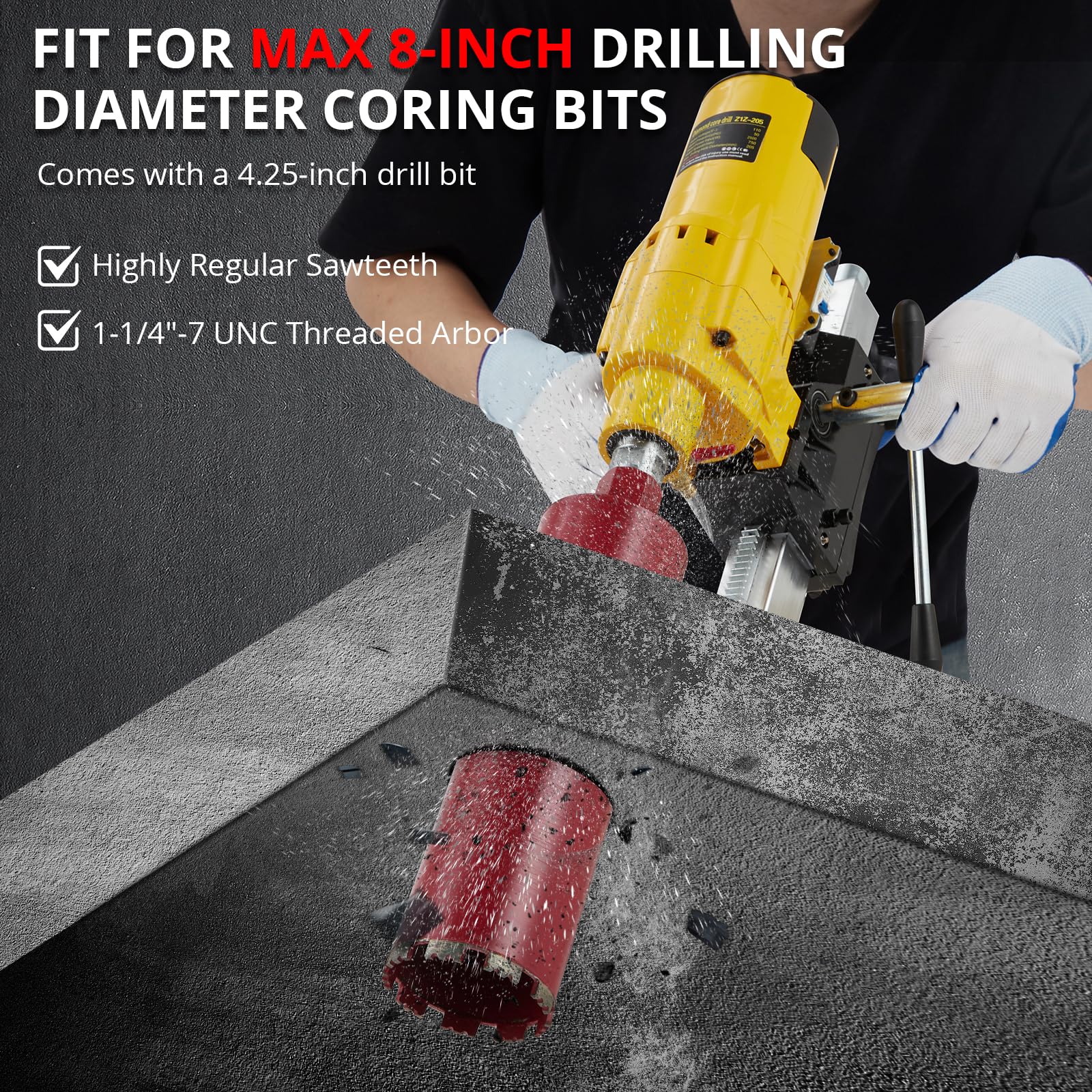 GARVEE 2500W Diamond Core Drill Machine - Wet/Dry Concrete Drilling Rig with Stand & 4.25