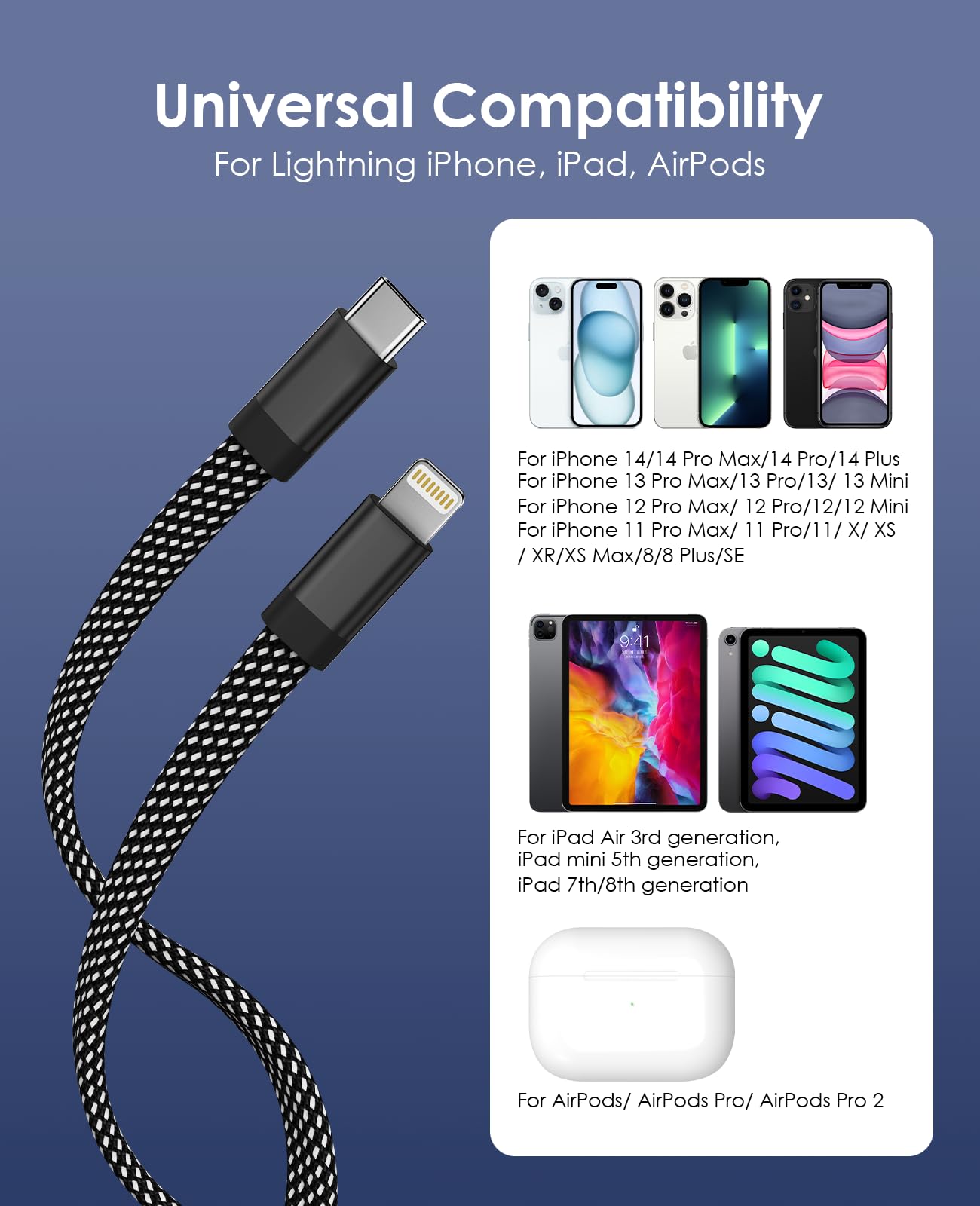 Magtame MFi Certified Magnetic USB C to Lightning Cable - 3.3ft Coiled Braided Fast Charging Cable for iPhone 14/13/12/11/8/SE - Durable Flat Design for Home, Office & Travel Charging