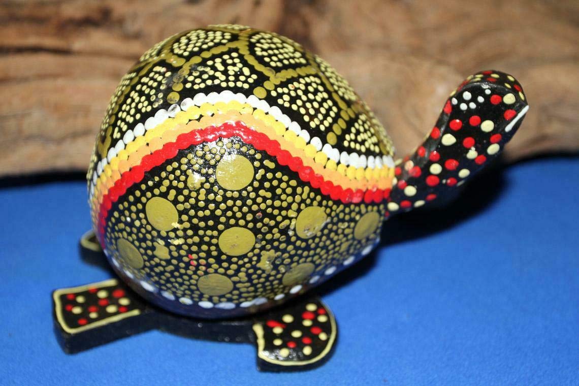 2 Pack Handmade Boho Beach Turtle Decor - Dot Painted Caribbean Style Bobbing Head Figurines for Home, Office & Vacation House Decor - Perfect for Coastal, Tropical and Nautical Themed Rooms