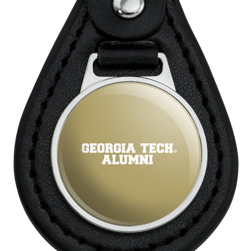 Georgia Tech Alumni Keychain - Genuine Black Leather Key Ring for Graduates & Fans - Perfect for Gifts, School Pride & Everyday Carry