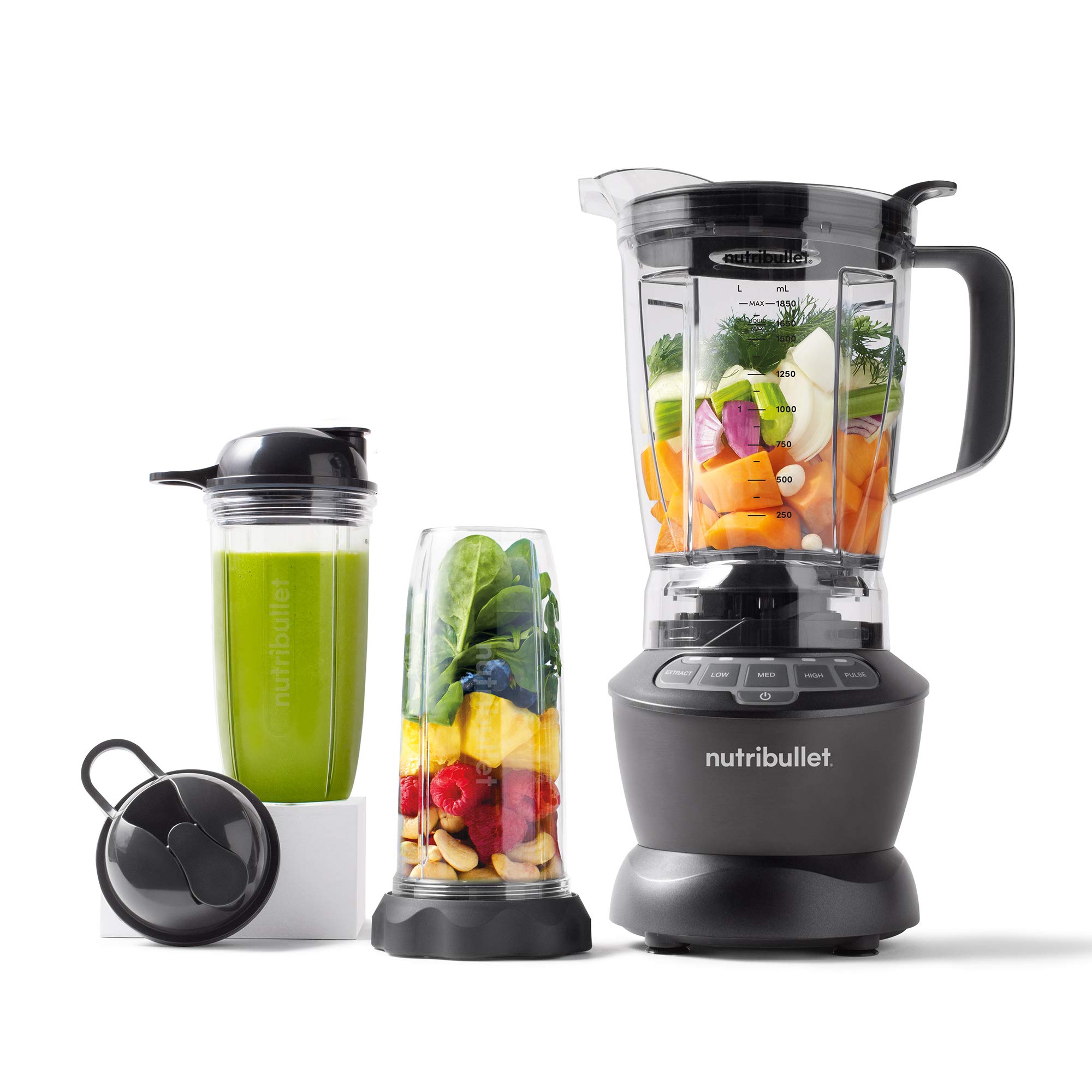 NutriBullet 1200W Blender Combo with Cups - Dark Gray for Smoothies & Shakes