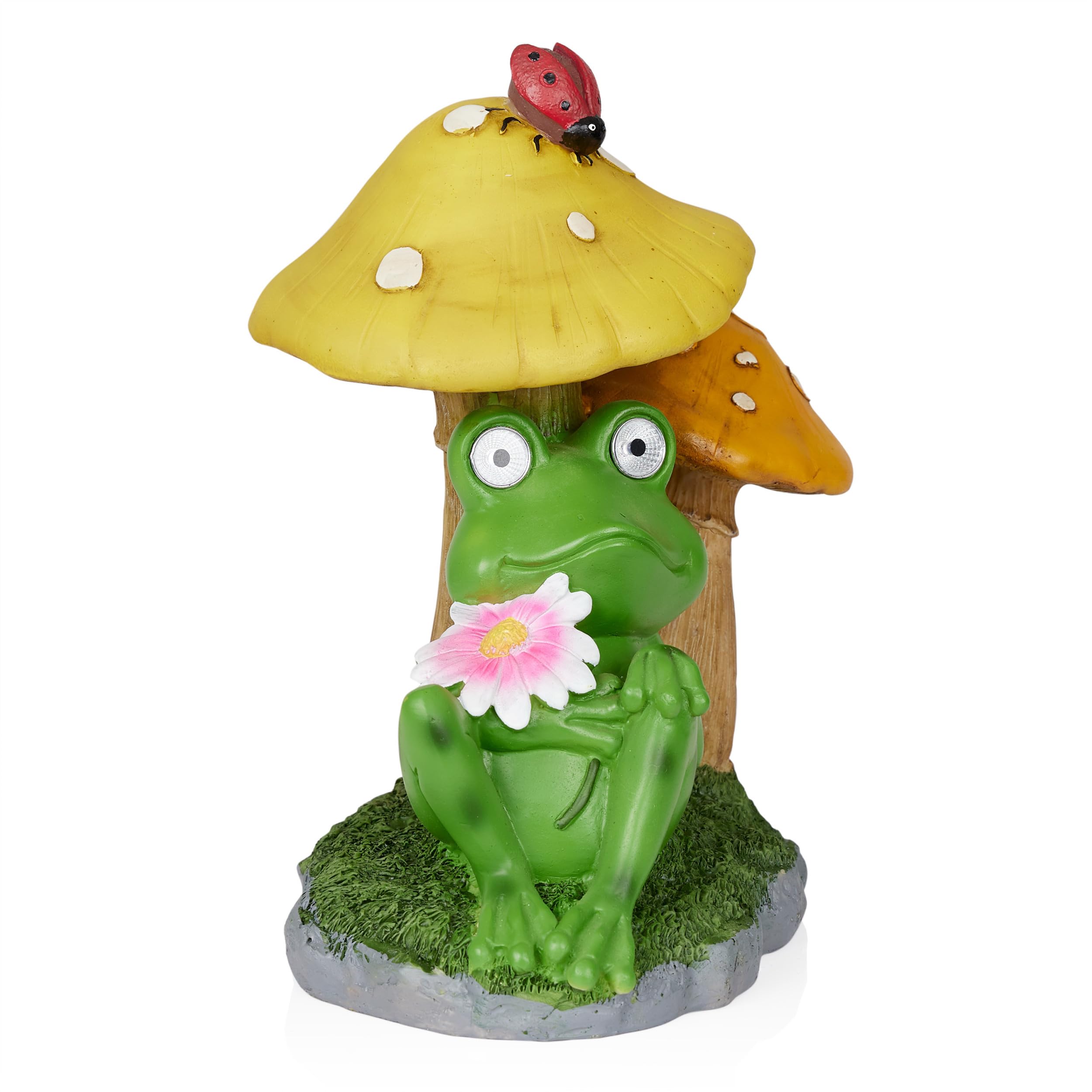 Solar-Powered Frog Mushroom Statue with Light-Up Eyes – 12