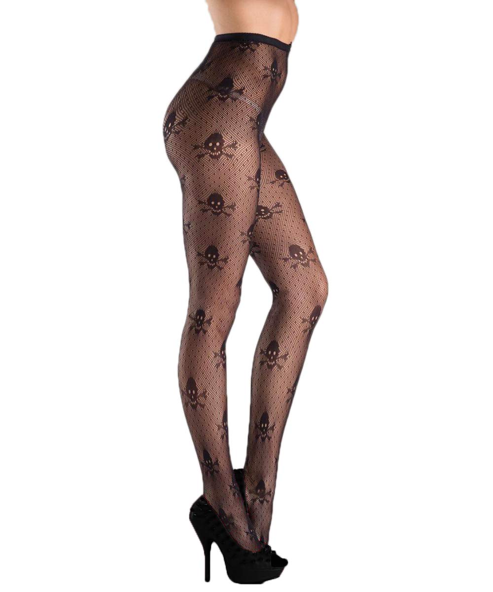 Women's Halloween Stockings - Skull & Spider Web Fishnet Tights for Costume Party, Cosplay, and Gothic Fashion (Black) | Perfect for Halloween Outfits, Themed Parties, and Gothic Lingerie Looks
