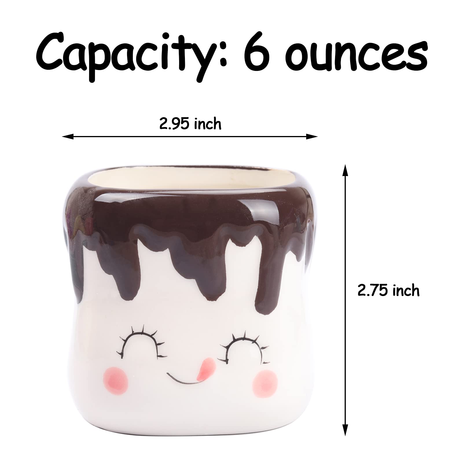 4-Pack Cute Marshmallow Mugs for Hot Chocolate & Cocoa - 6oz Insulated Ceramic Cups for Kids & Adults - Perfect Gift for Christmas, Mother's Day & Birthdays - Great for Family Gatherings, Sleepovers & Cozy Winter Nights