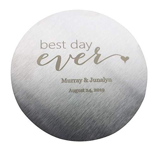 Best Day Ever Personalized Engraved Stainless Steel 12-Piece Coaster Set - Wedding Favors, Groomsmen Gifts, Housewarming & Family Reunion Presents - Perfect for Parties, Home Decor & Special Occasions