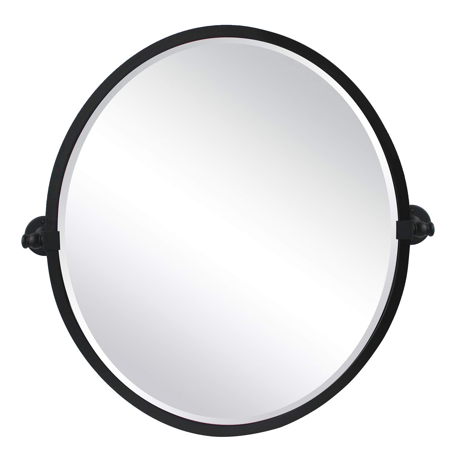 TEHOME 22 x 26 Inch Black Metal Framed Oval Bathroom Mirror - Adjustable Tilting Wall Mounted Vanity Mirror with Beveled Edge for Makeup, Shaving & Home Decor