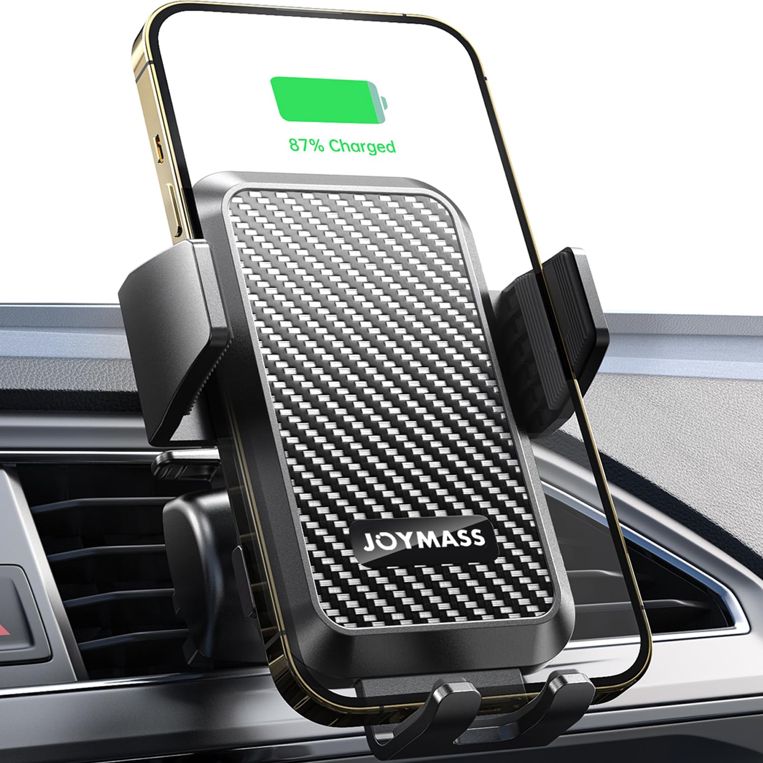 15W Fast Wireless Car Charger - Auto Clamping Phone Holder Mount for iPhone 15/14/13/12/11/X, Samsung Galaxy S23/S22/S21/Note 20 - Perfect for Commuting, Road Trips & Hands-Free Charging