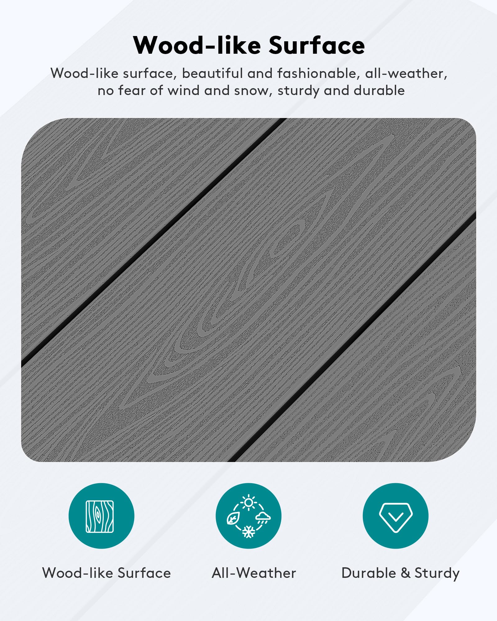 SERWALL HDPE Rectangle Outdoor Coffee Table - All-Weather Patio Side Table for Balcony, Poolside, Deck & Garden - Durable Gray Outdoor Furniture for Backyard, Porch & Pool Area Relaxation