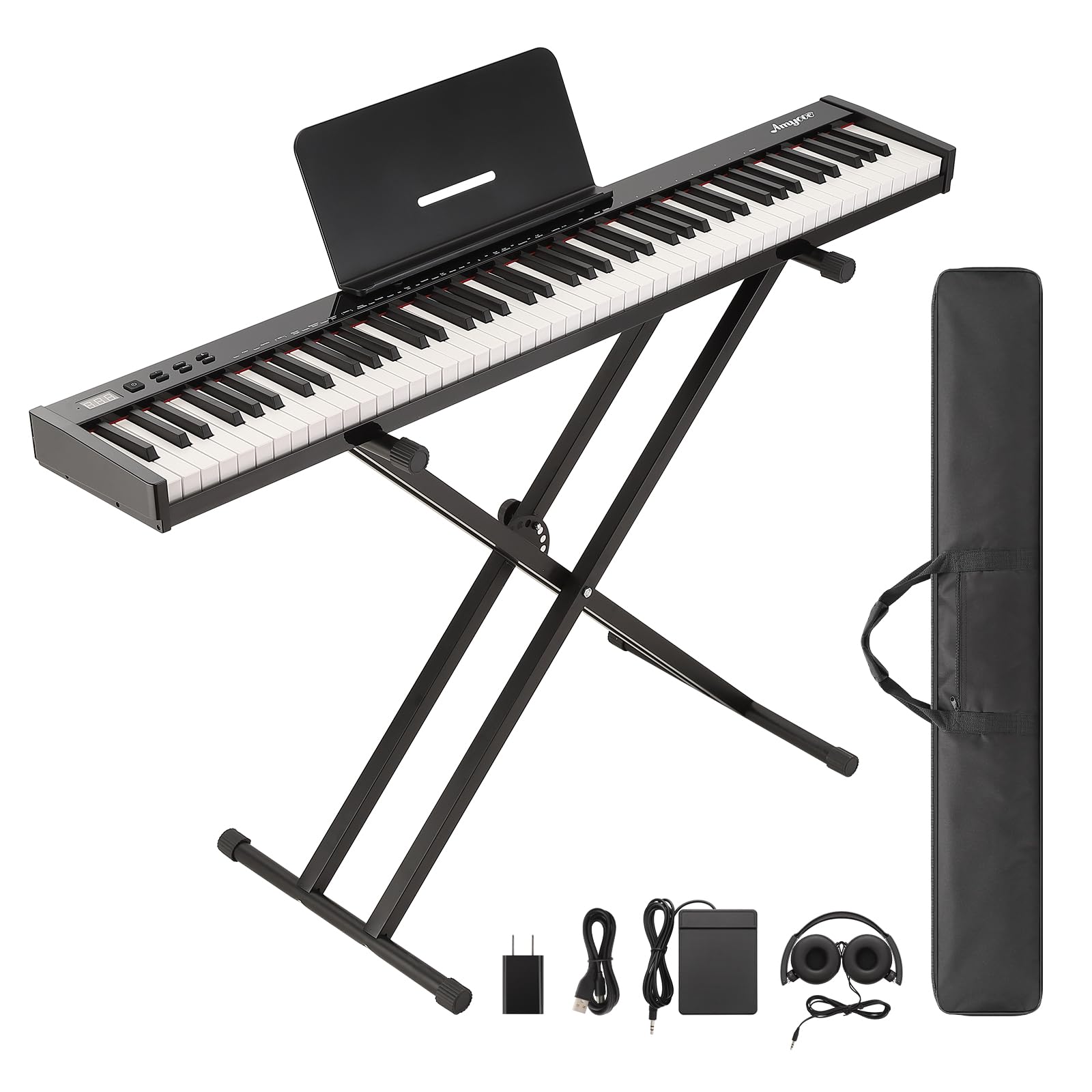 GAOMON 88-Key Semi-Weighted Digital Piano | Full-Size Electric Keyboard for Beginners with Stand, Headphones & Sustain Pedal | Portable Bluetooth MIDI Keyboard with USB & Carrying Bag | Perfect for Home Practice, Studio Recording & Live Performances