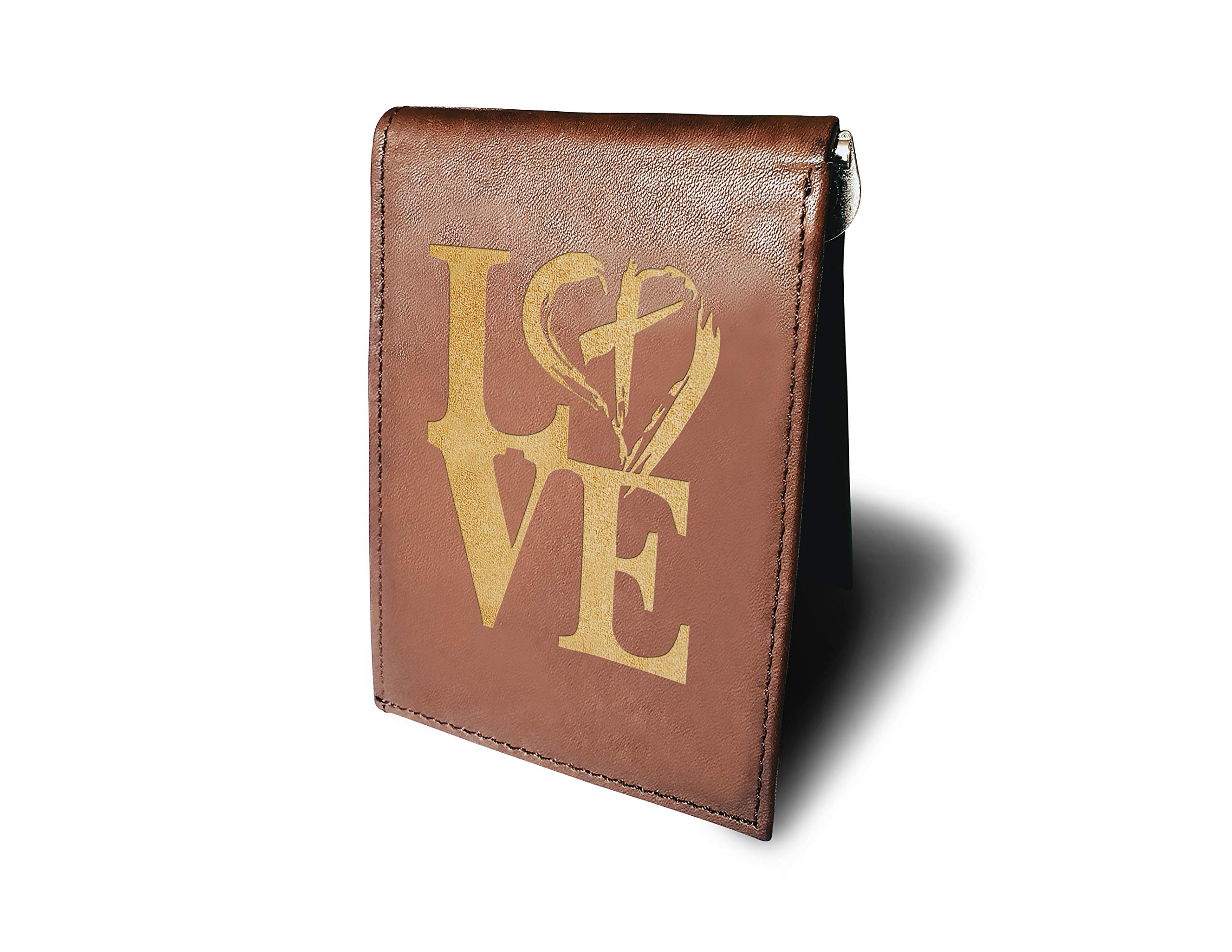 Police Force Love Slim RFID Blocking Leather Money Clip Wallet for Men - Cowhide Laser Engraved Minimalist Front Pocket Wallet for Everyday Carry & Travel