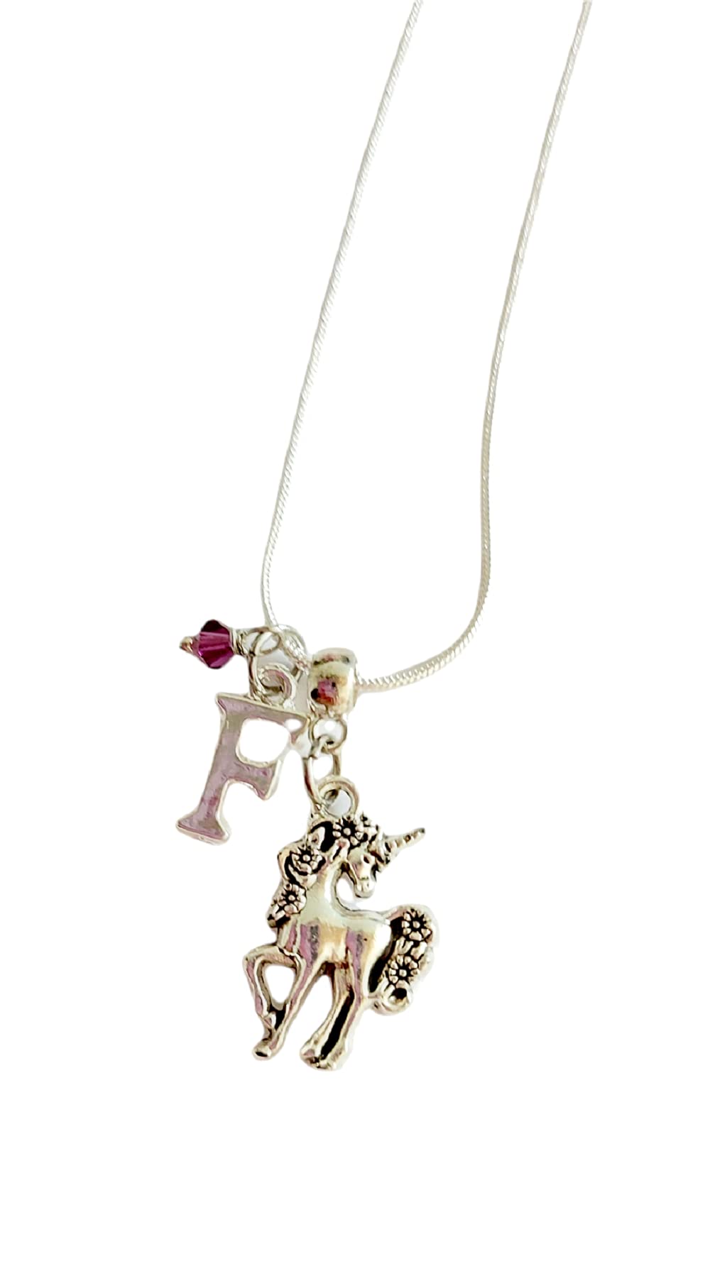 Personalized Initial Unicorn Charm Necklace with Genuine Crystal - Handmade Jewelry Gift for Women, Girls, Teens | Birthday, Christmas, Valentine's Day Present