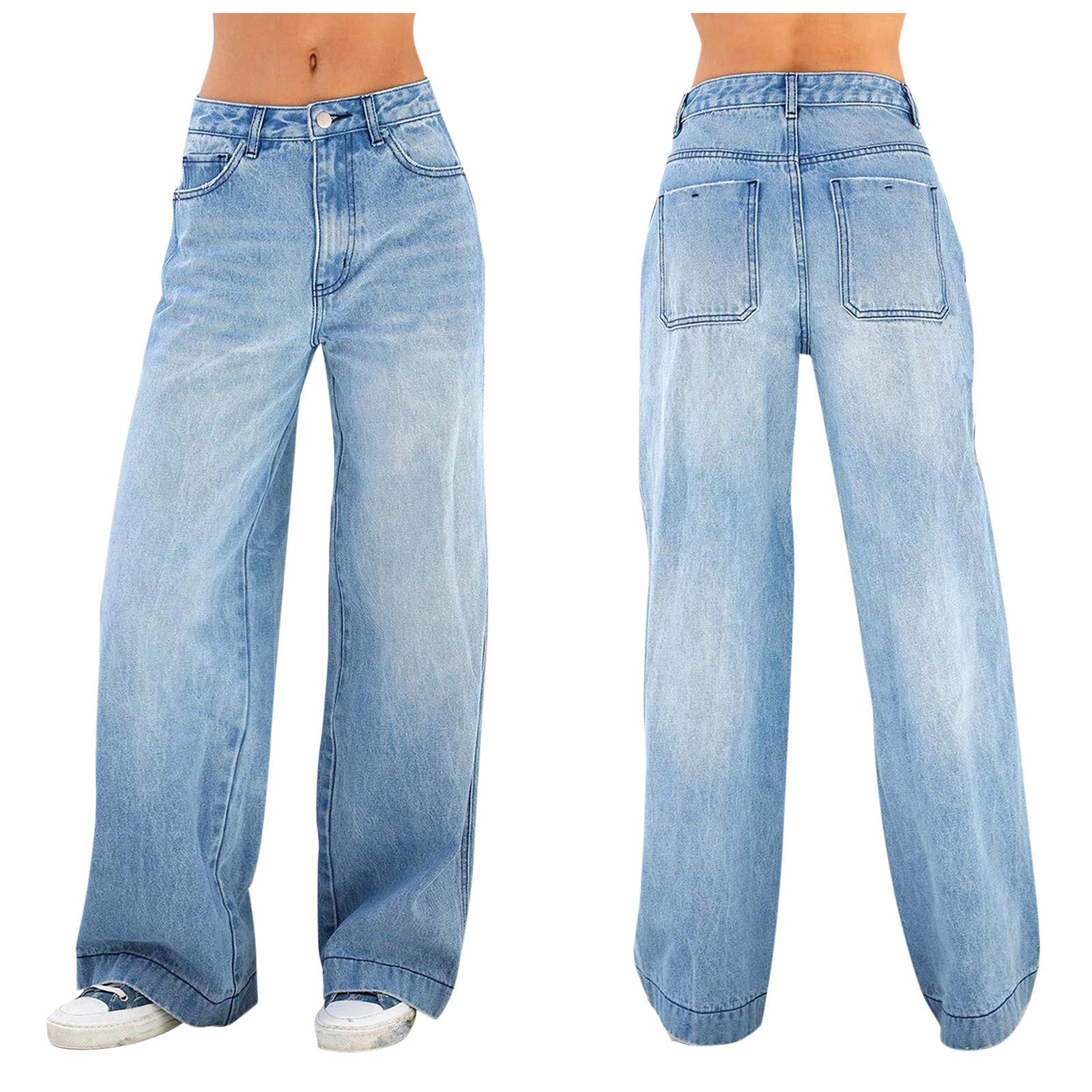 Women's High Waist Baggy Jeans - Y2K Vintage Boyfriend Denim Pants with Straight Leg & Relaxed Fit | Streetwear Fashion for Casual Outfits, College Wear & Urban Style